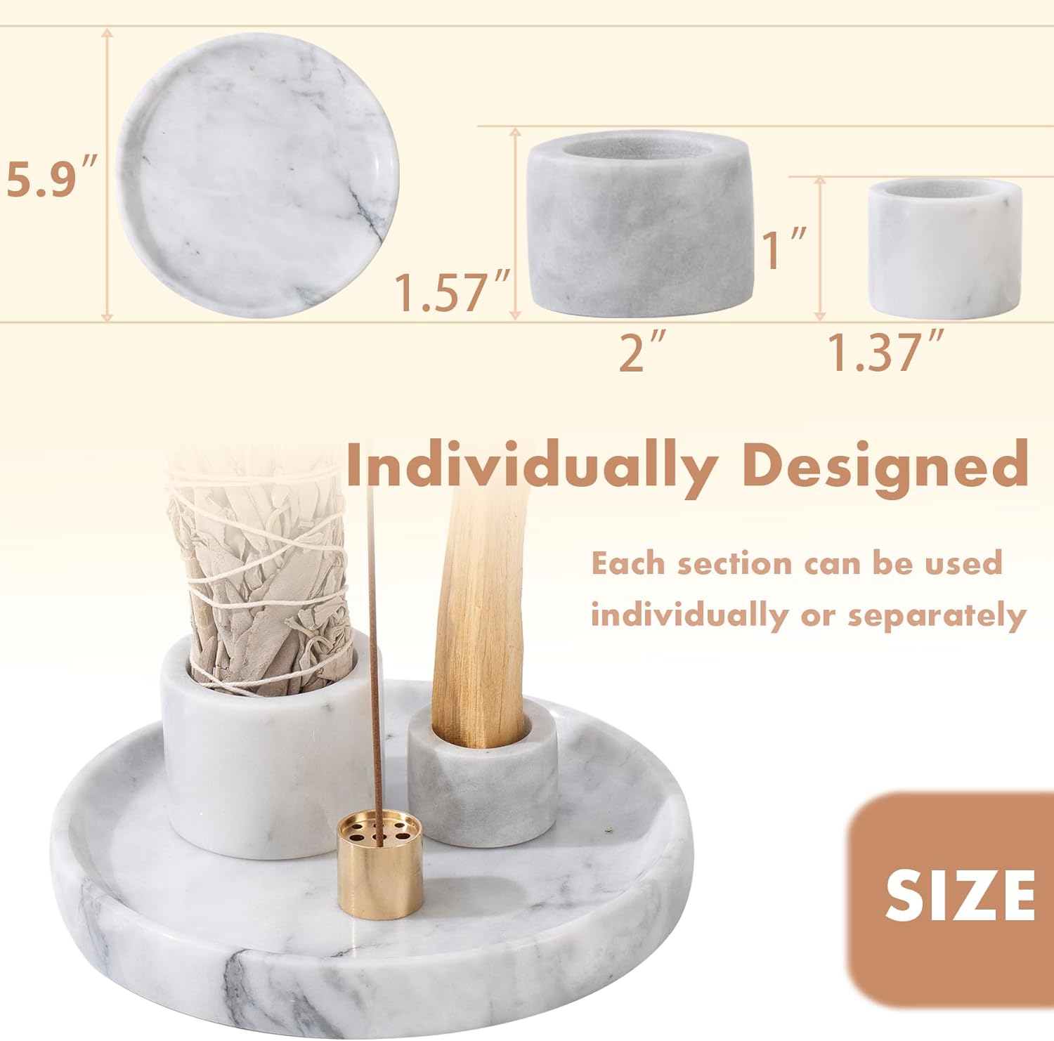 4 in 1 Marble Incense Holder for Meditation and Home Decor