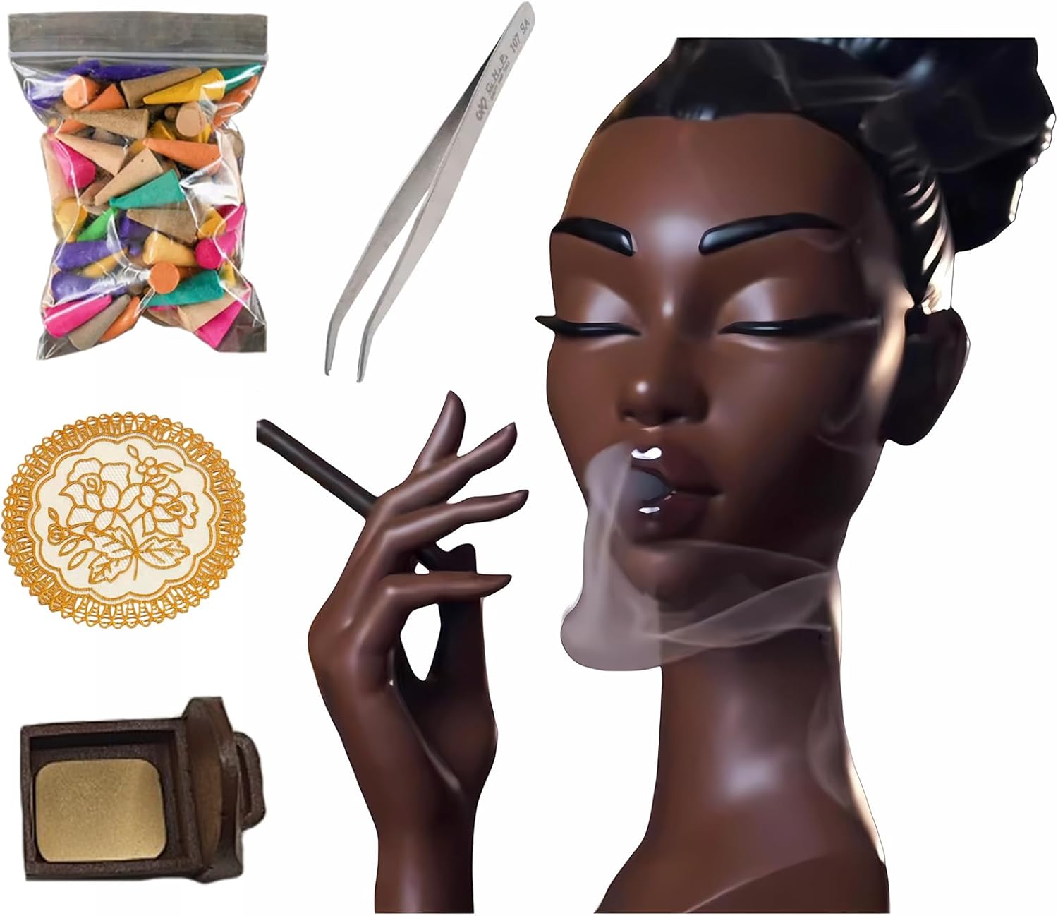 Elegant Black Woman Incense Burner Modern Design