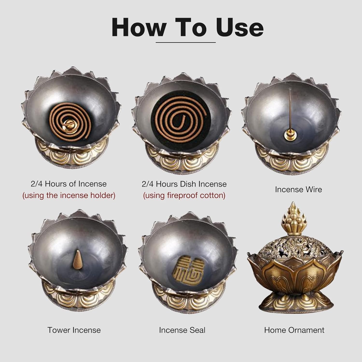 Vintage Style Bronze Incense Holder for Home Decoration