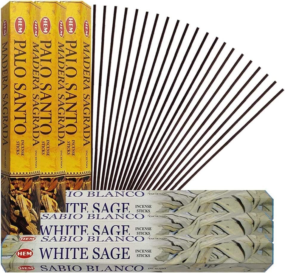 White Sage and Palo Santo Incense Sticks with Holder Bundle