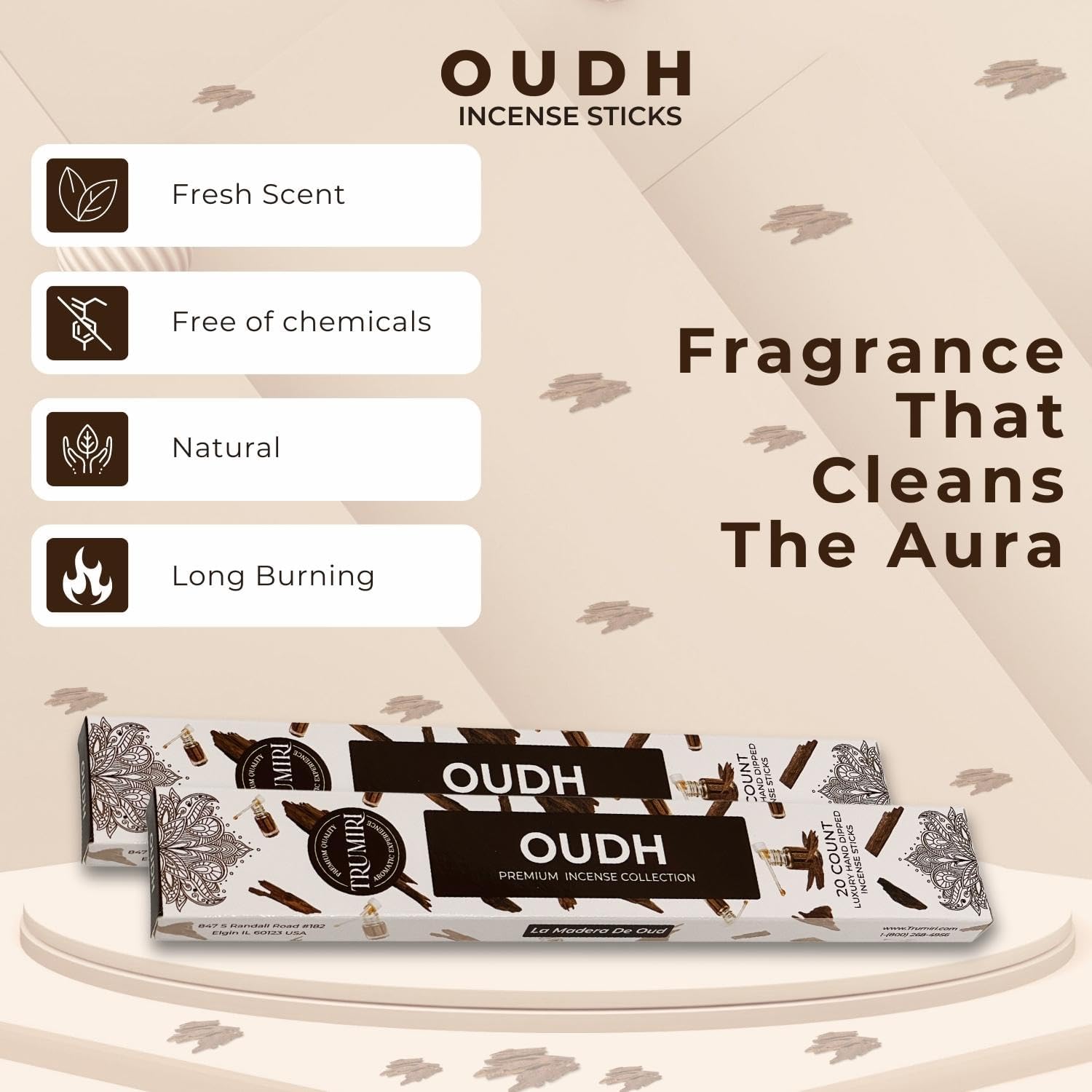 TRUMIRI Oud Incense Sticks - 40 Pieces Dual Pack