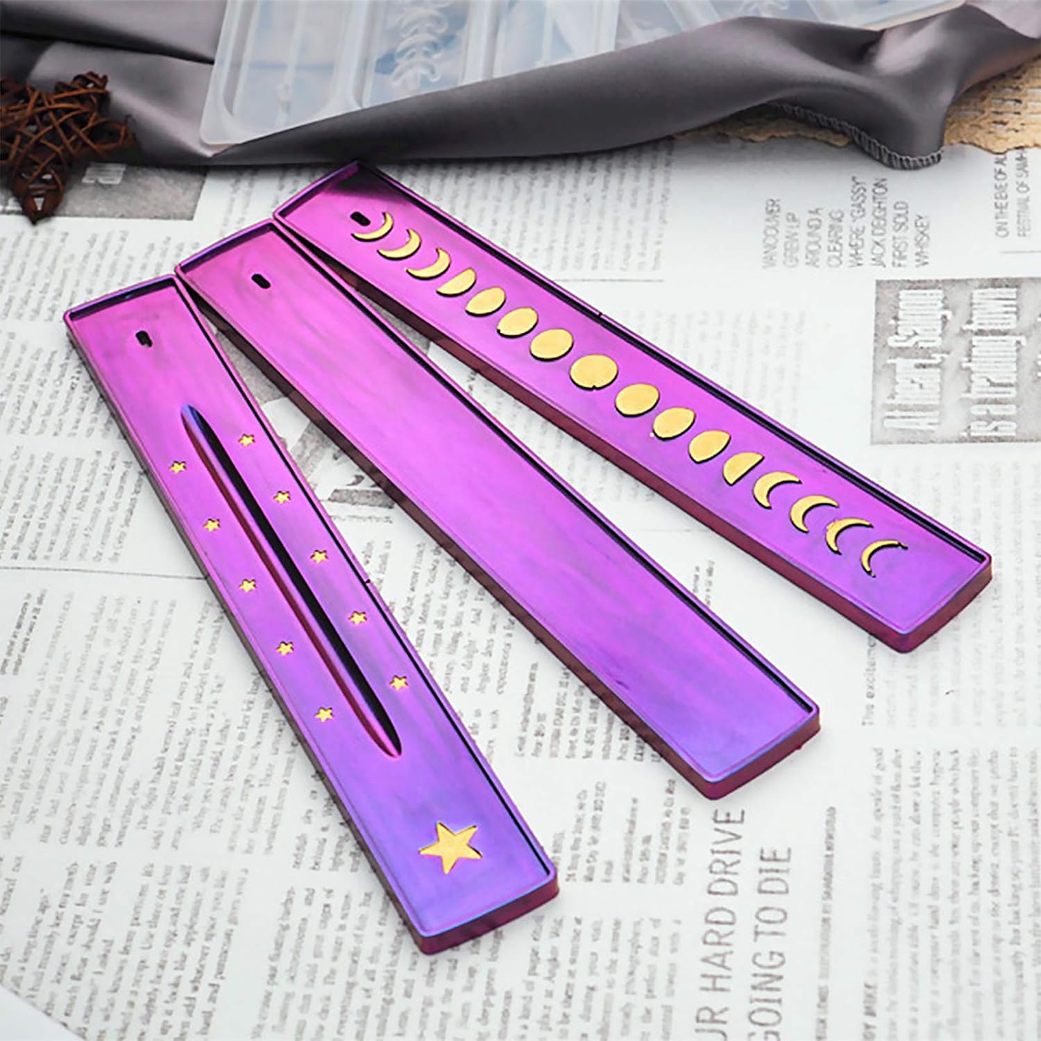 Moon Phase Incense Holder Epoxy Resin Molds Set 5-Count