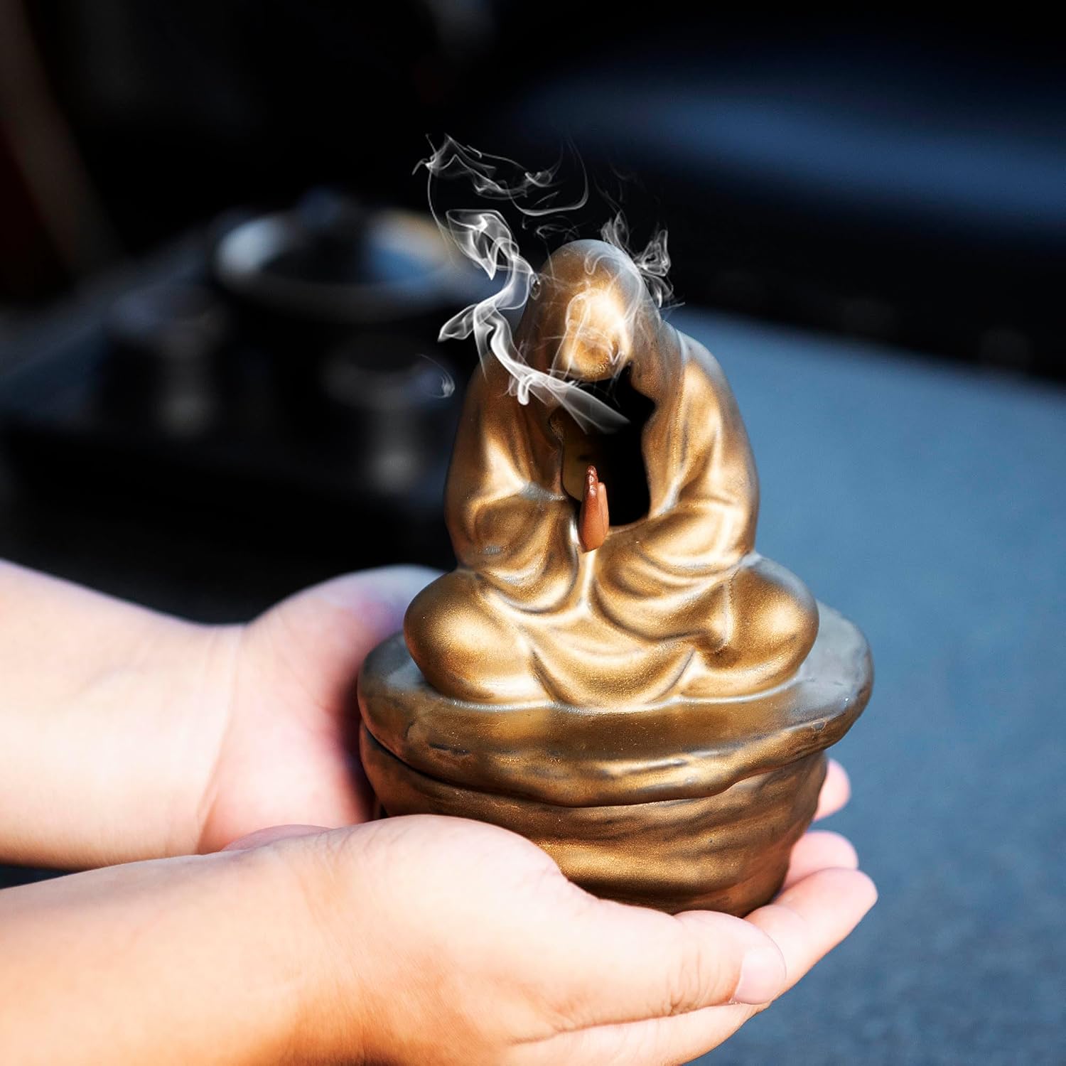Cacukap Ceramic Zen Incense Holder with Buddha Statue