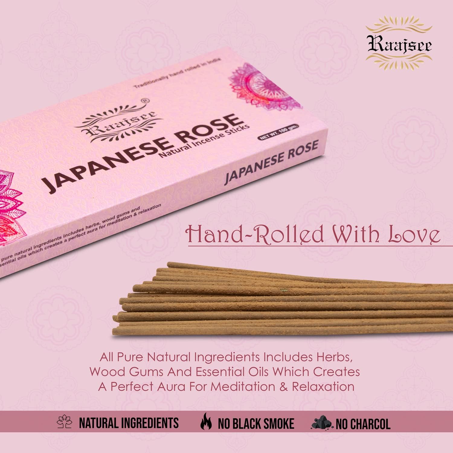 Raajsee Japanese Rose Incense Sticks 100 Gm Pack