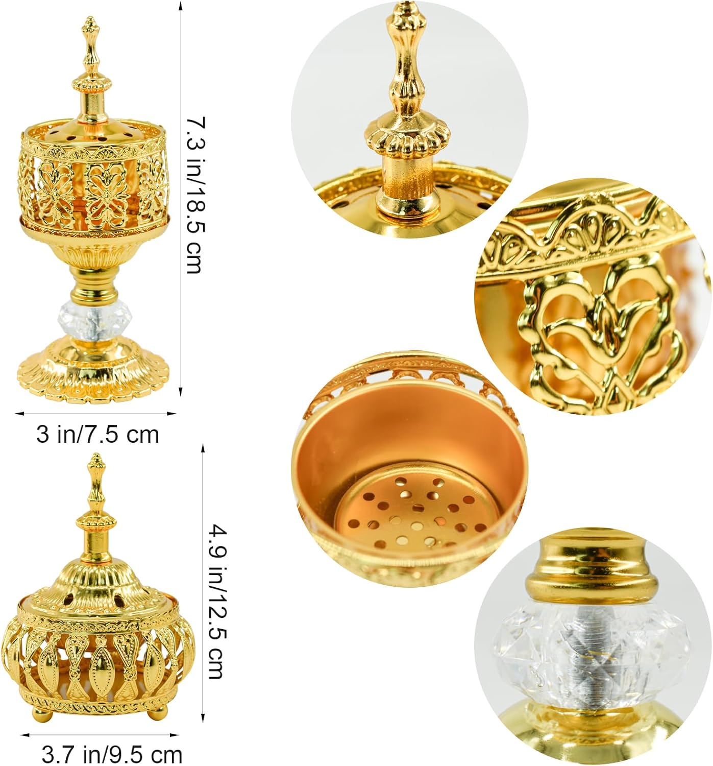 MrMrKura 2PCS Metal Incense Burner Vintage Style