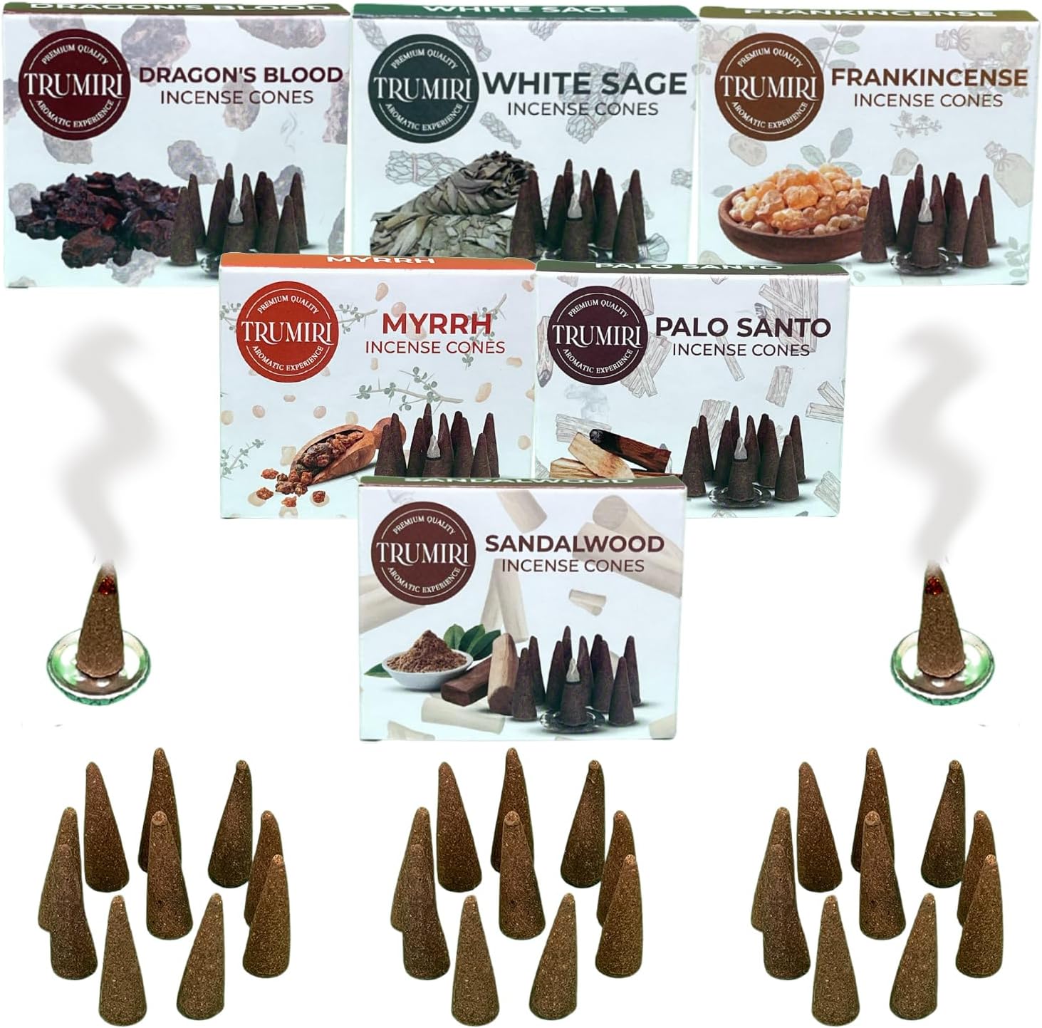 Trumiri Woody Incense Cones Variety Pack 60 Pieces