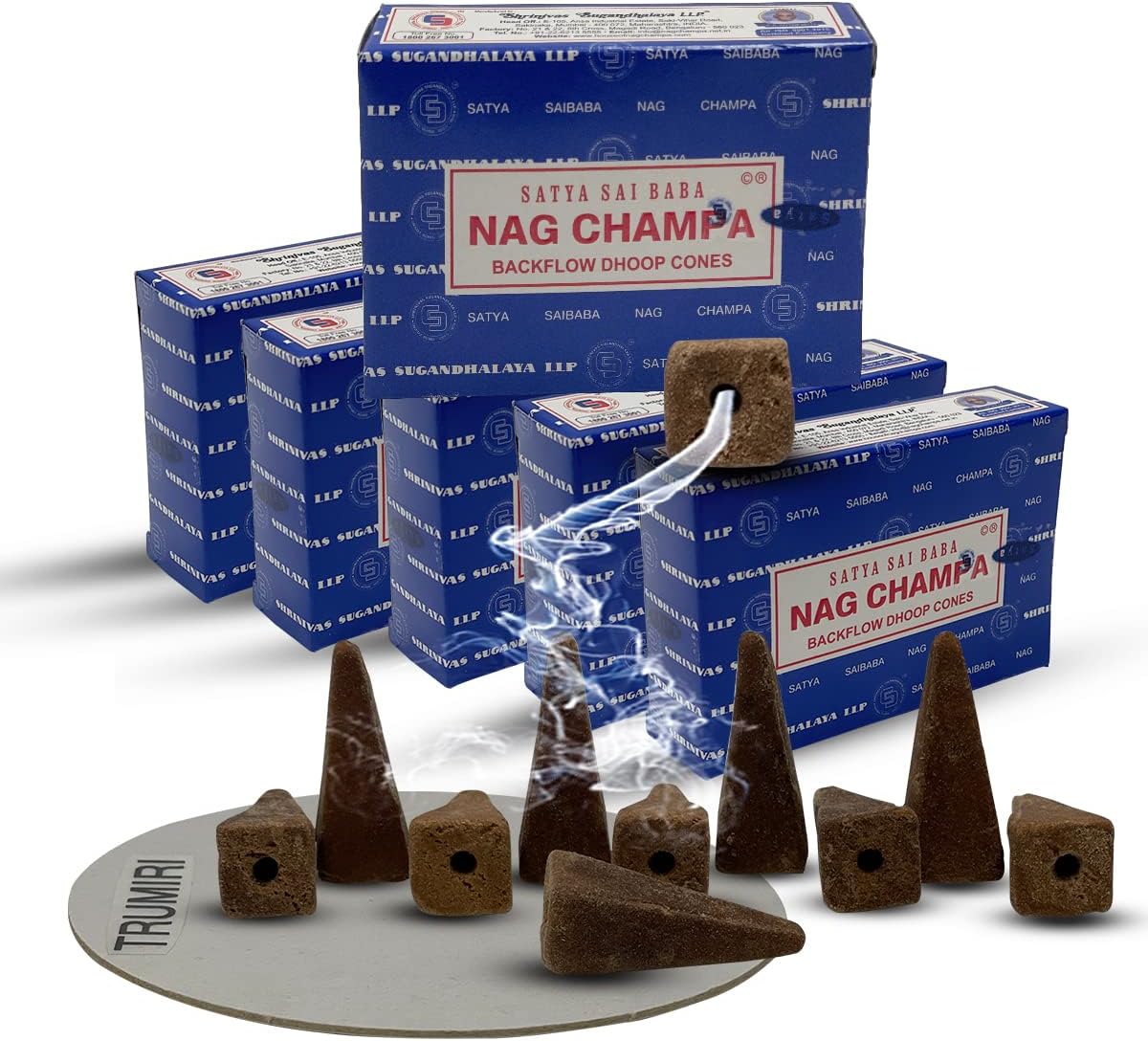 Nag Champa Incense Cones with Mat - Pack of 6