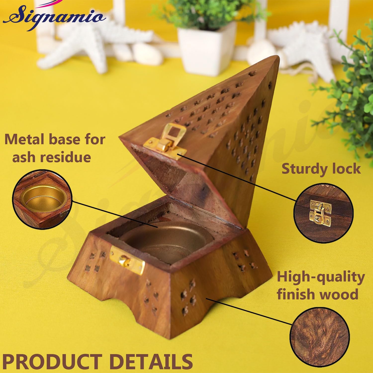SIGNAMIO Wooden Incense Holder Dhoop Stand Pooja Room Decor
