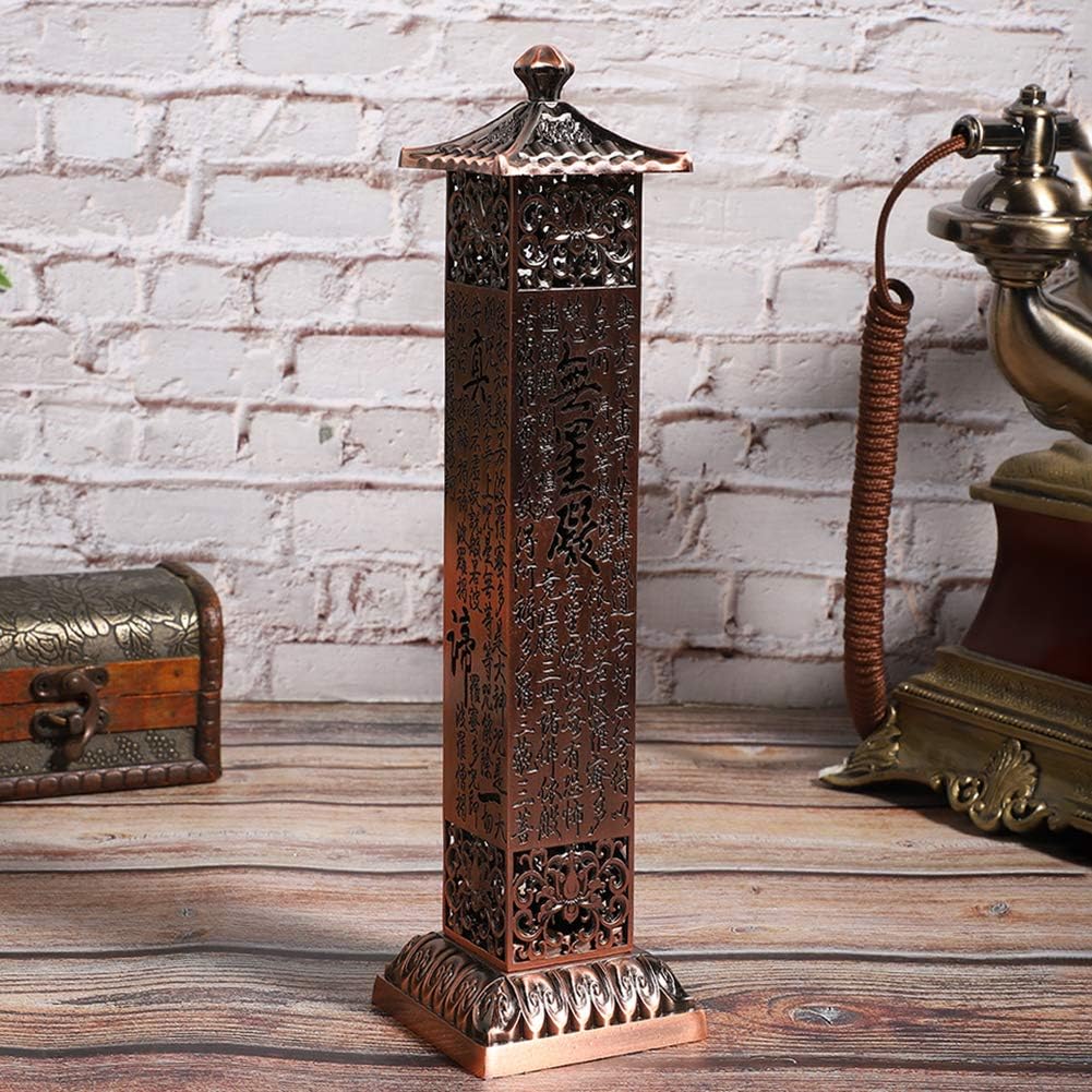 Copper Incense Tower - Retro Vertical Incense Holder with Ash Catcher
