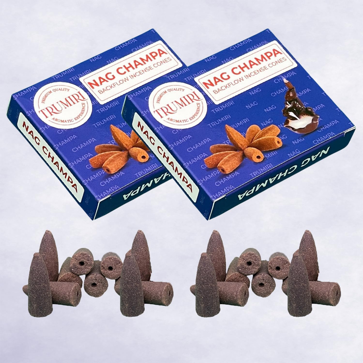 TRUMIRI Nag Champa Backflow Incense Cones - 20 Cone Dual Pack