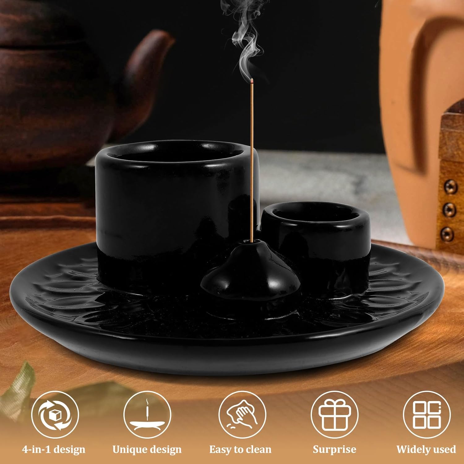 Ceramic Palo Santo Sticks Holder 4 in 1 Burner Tray 1