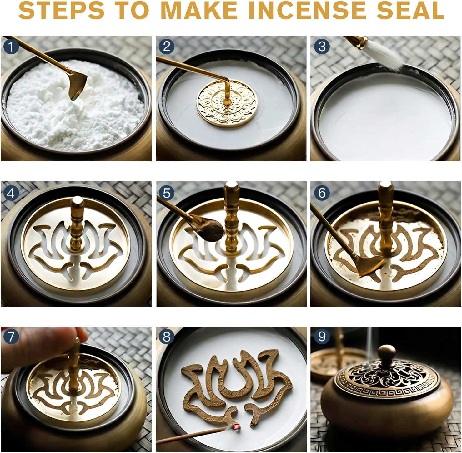 29 Pcs Brass Incense Burner Kit for Home and Meditation