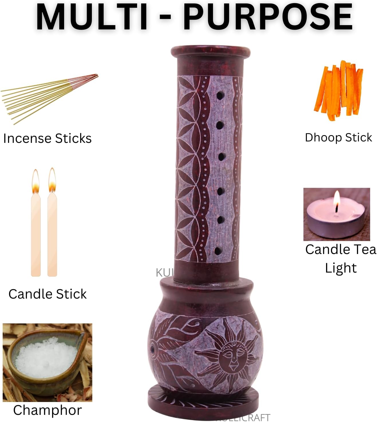 KC KULLICRAFT Marble Soapstone Incense Holder