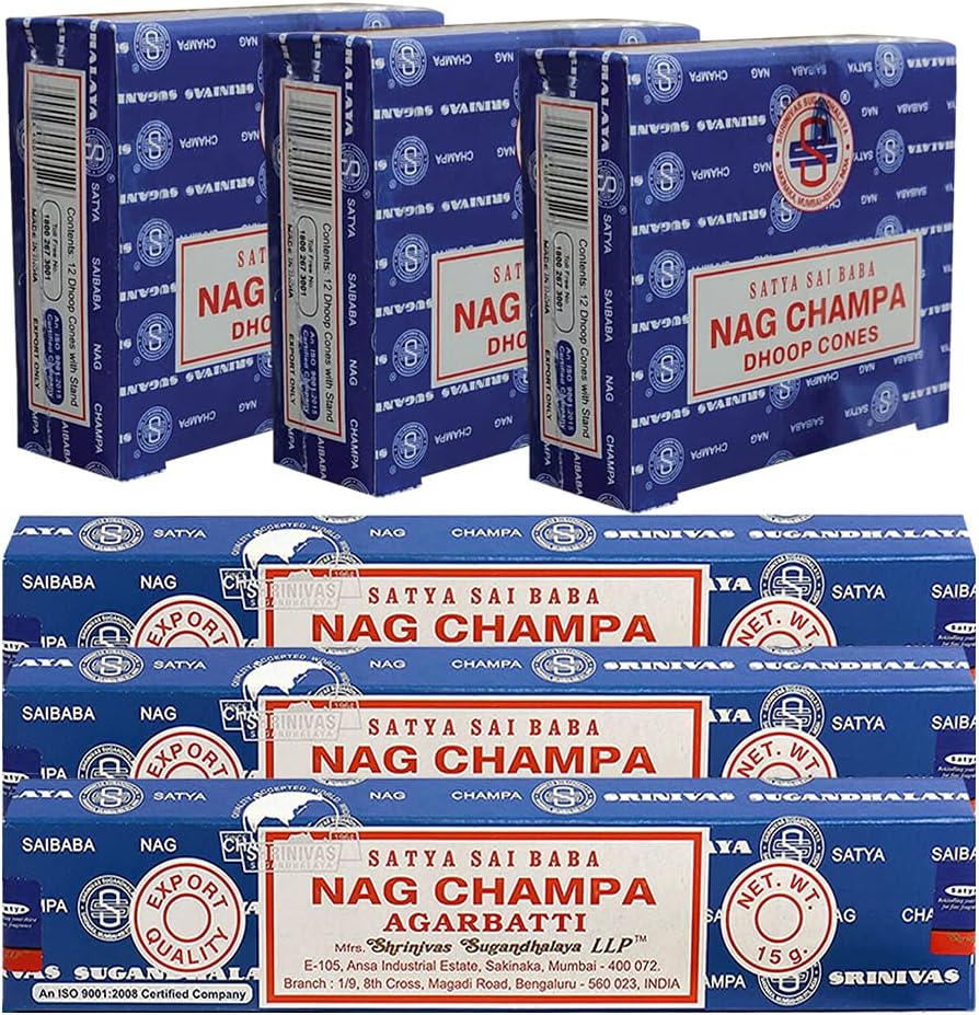TRUMIRI Nag Champa Incense Sticks and Cones Bundle