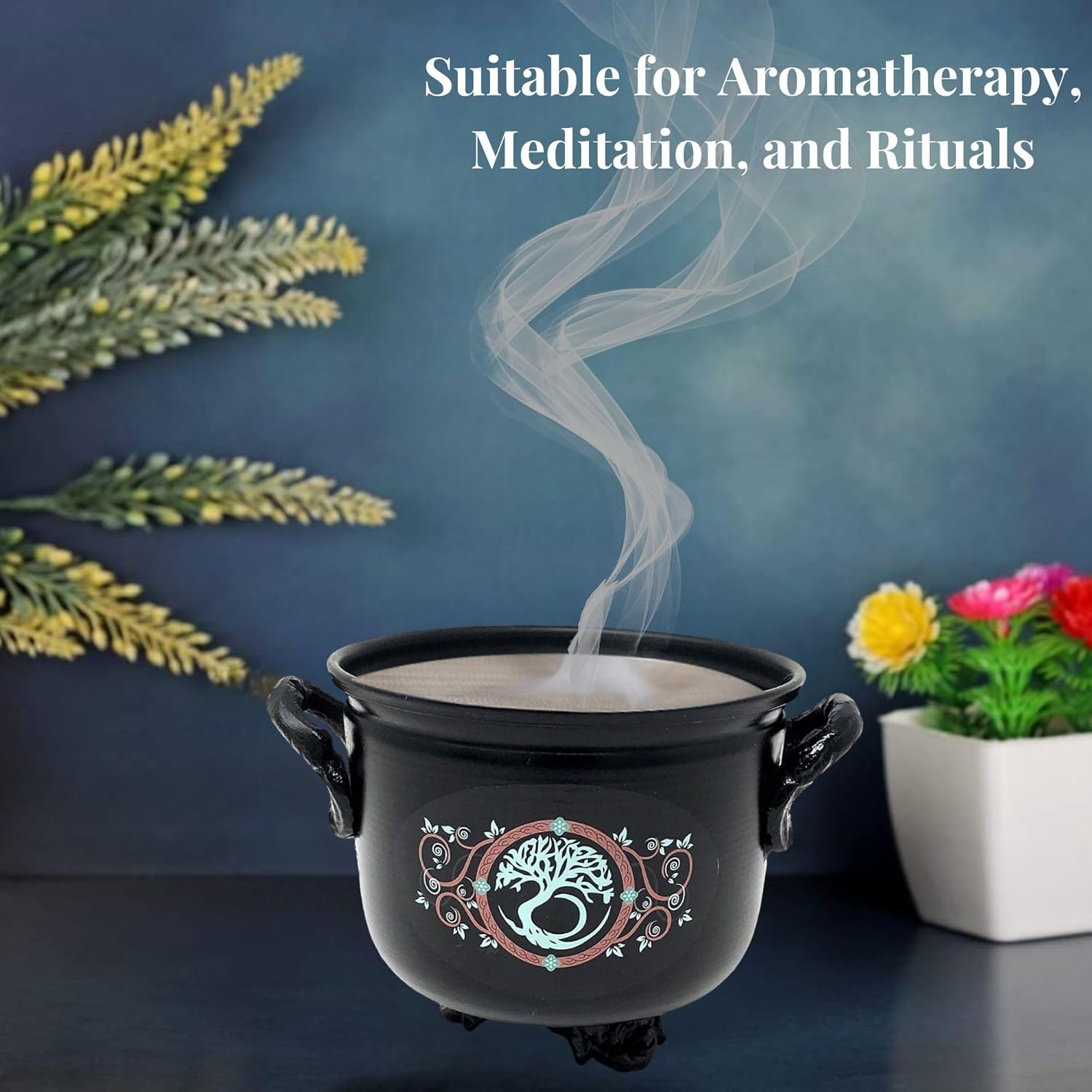 Vrinda Tree of Life Iron Incense Burner - Decorative for Meditation and Rituals