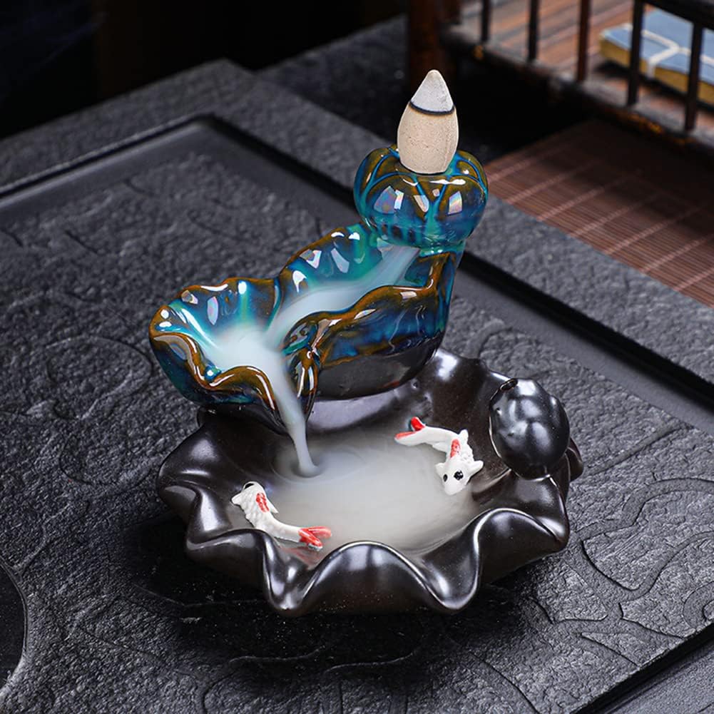 Doanpusi Ceramic Backflow Incense Holder Waterfall Burner Set