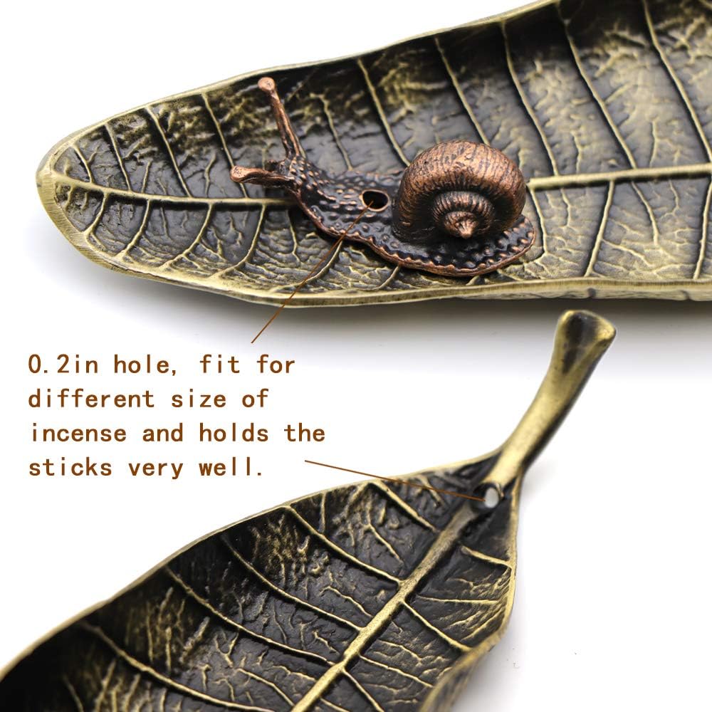 Leaf and Snail Incense Holder Set - Durable Zinc Alloy