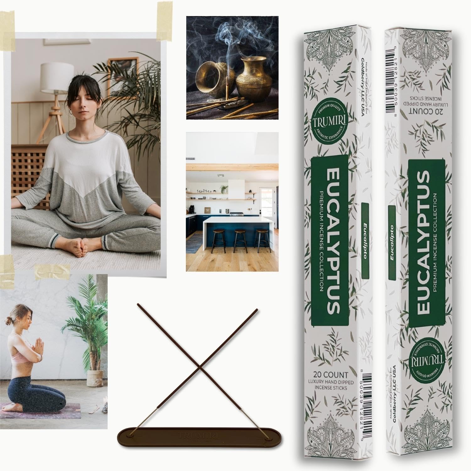 Eucalyptus Incense Sticks - 40 Sticks Dual Pack for Home Use