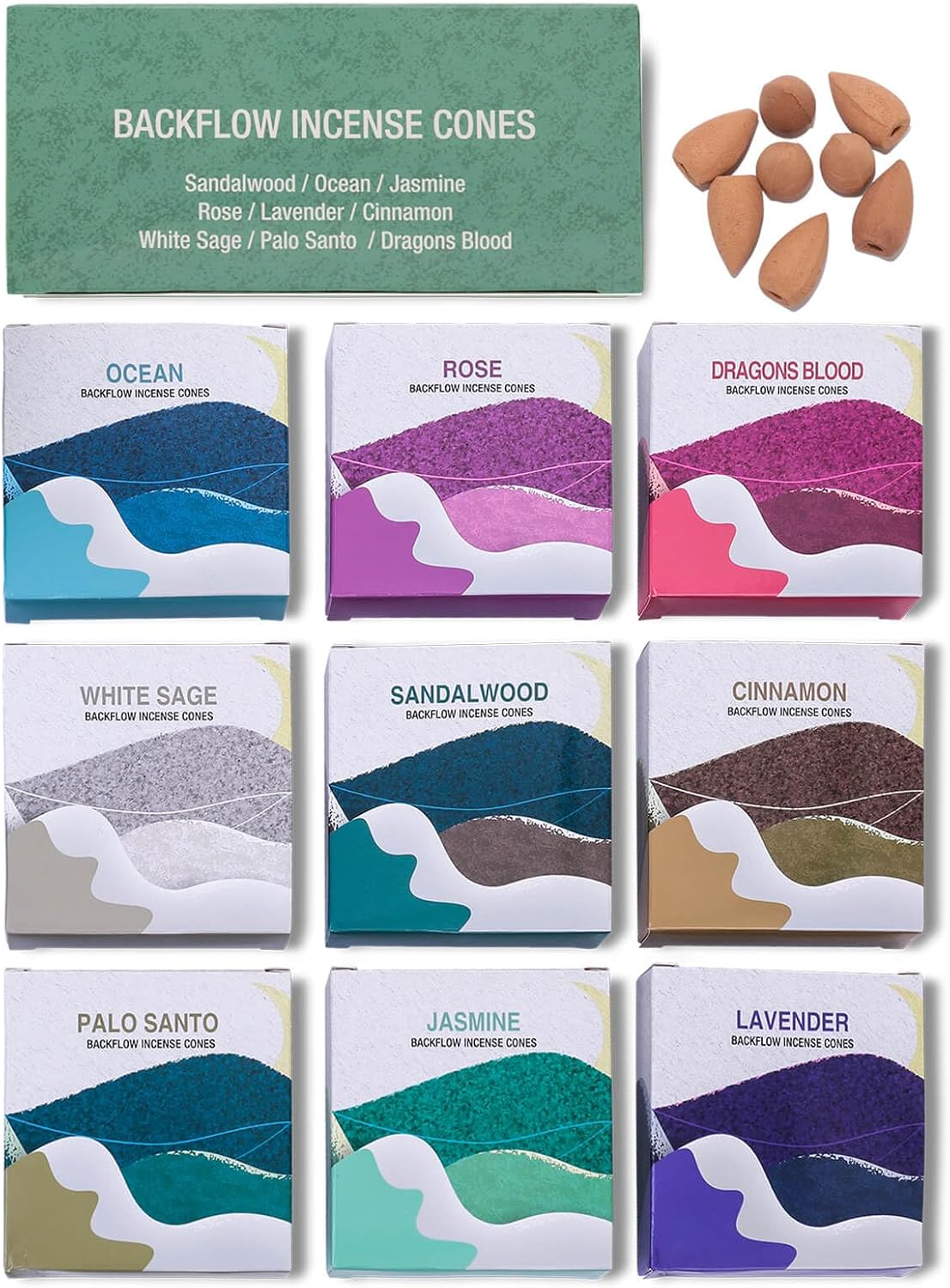 Mosfantal Backflow Incense Cones Set of 9