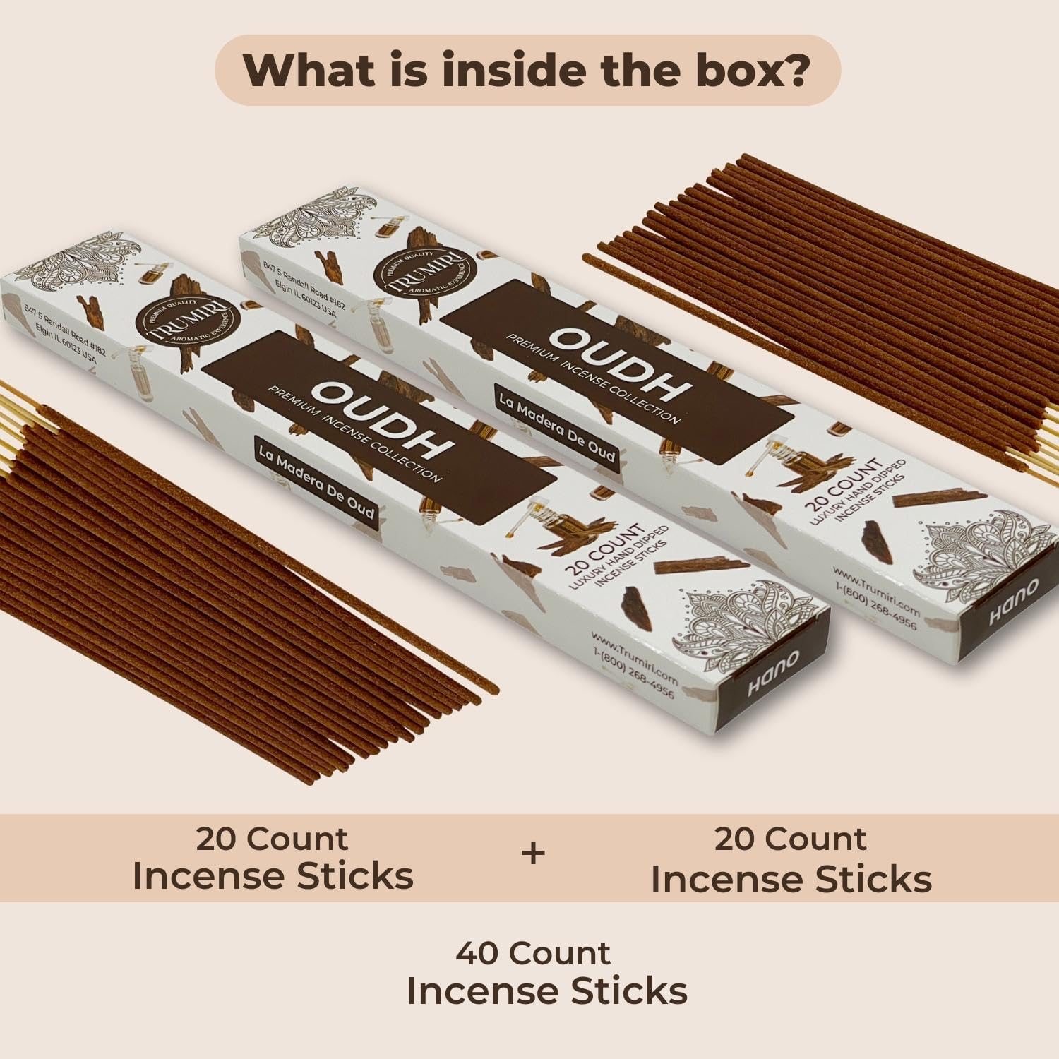 TRUMIRI Oud Incense Sticks - 40 Pieces Dual Pack