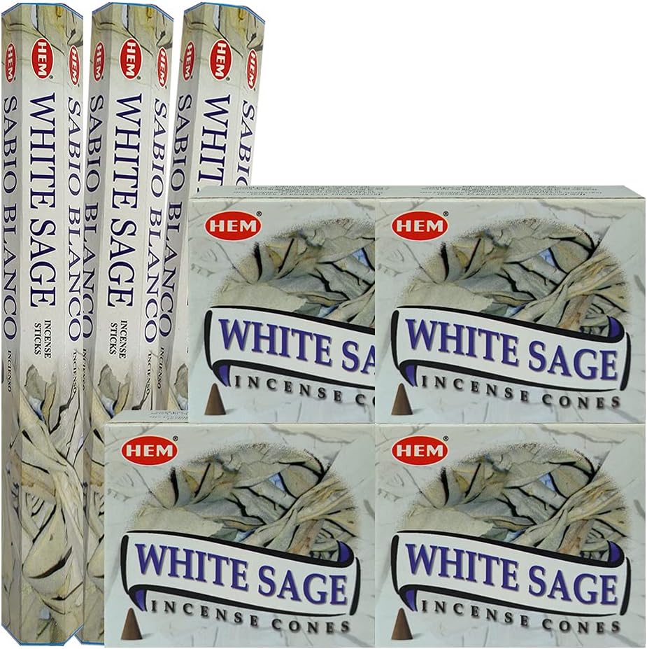 White Sage Incense Sticks and Cone Holder Variety Pack