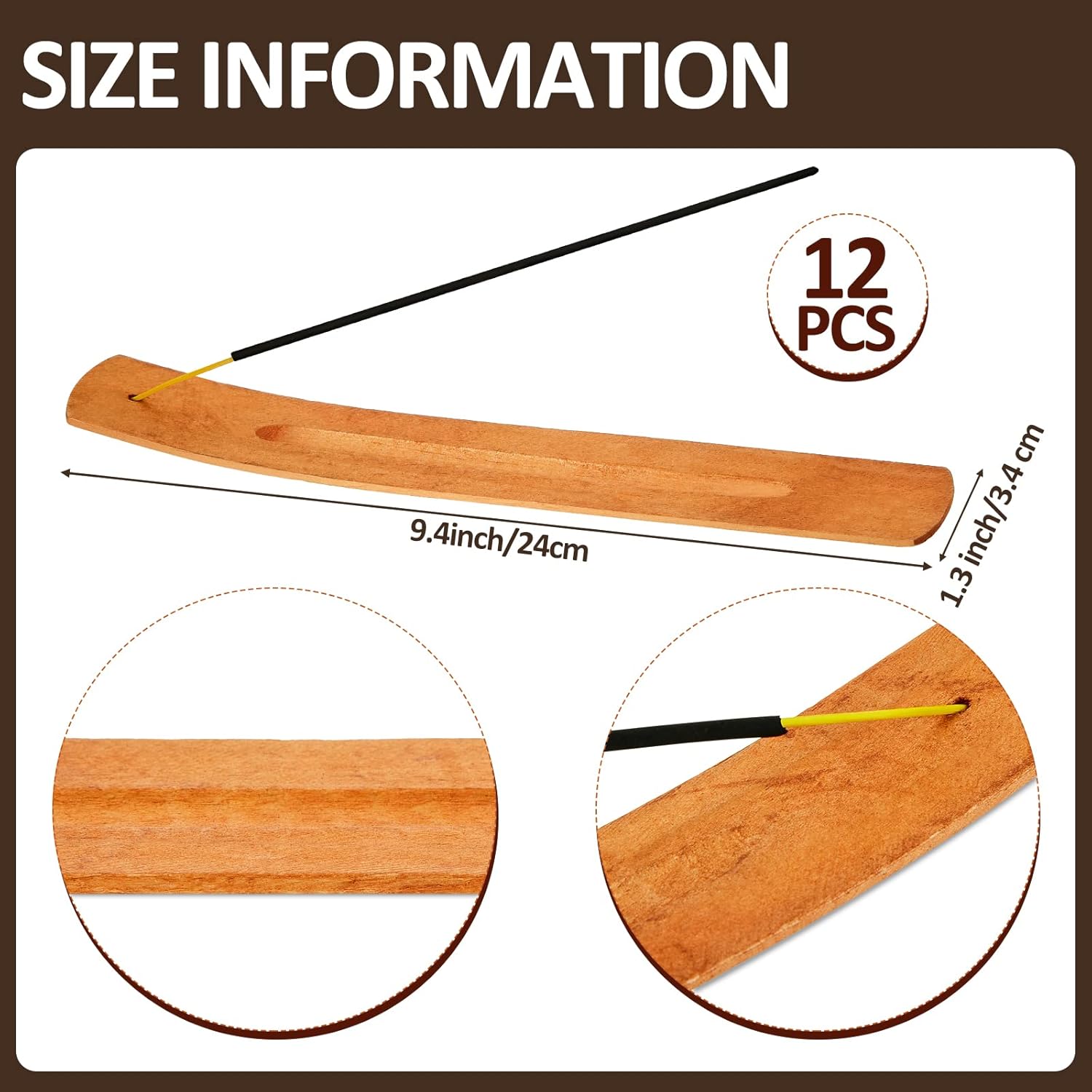 Cunhill Wooden Incense Stick Holder Set 12 Pieces