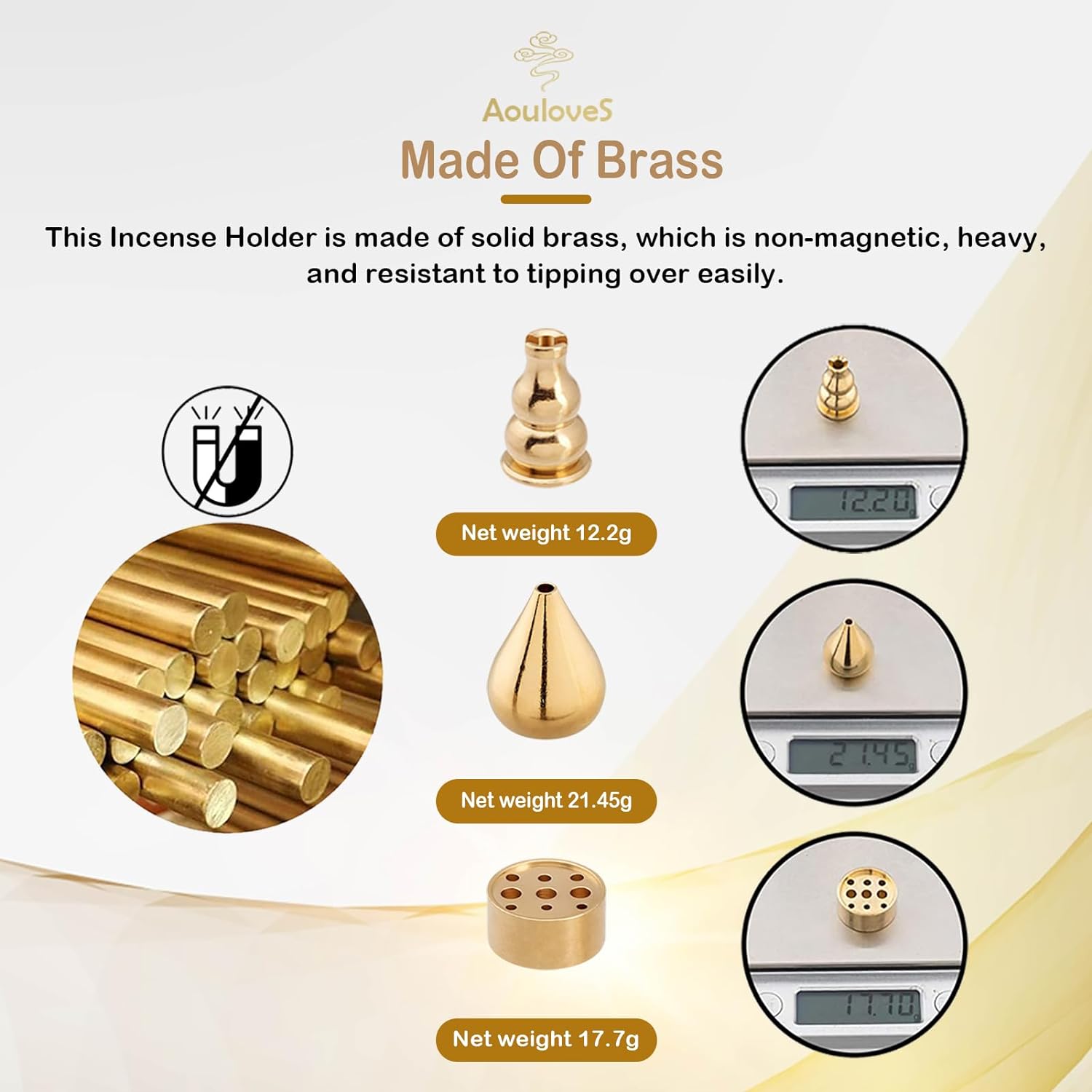 5 in 1 Brass Incense Burner Set - Multi-Functional Incense Holder