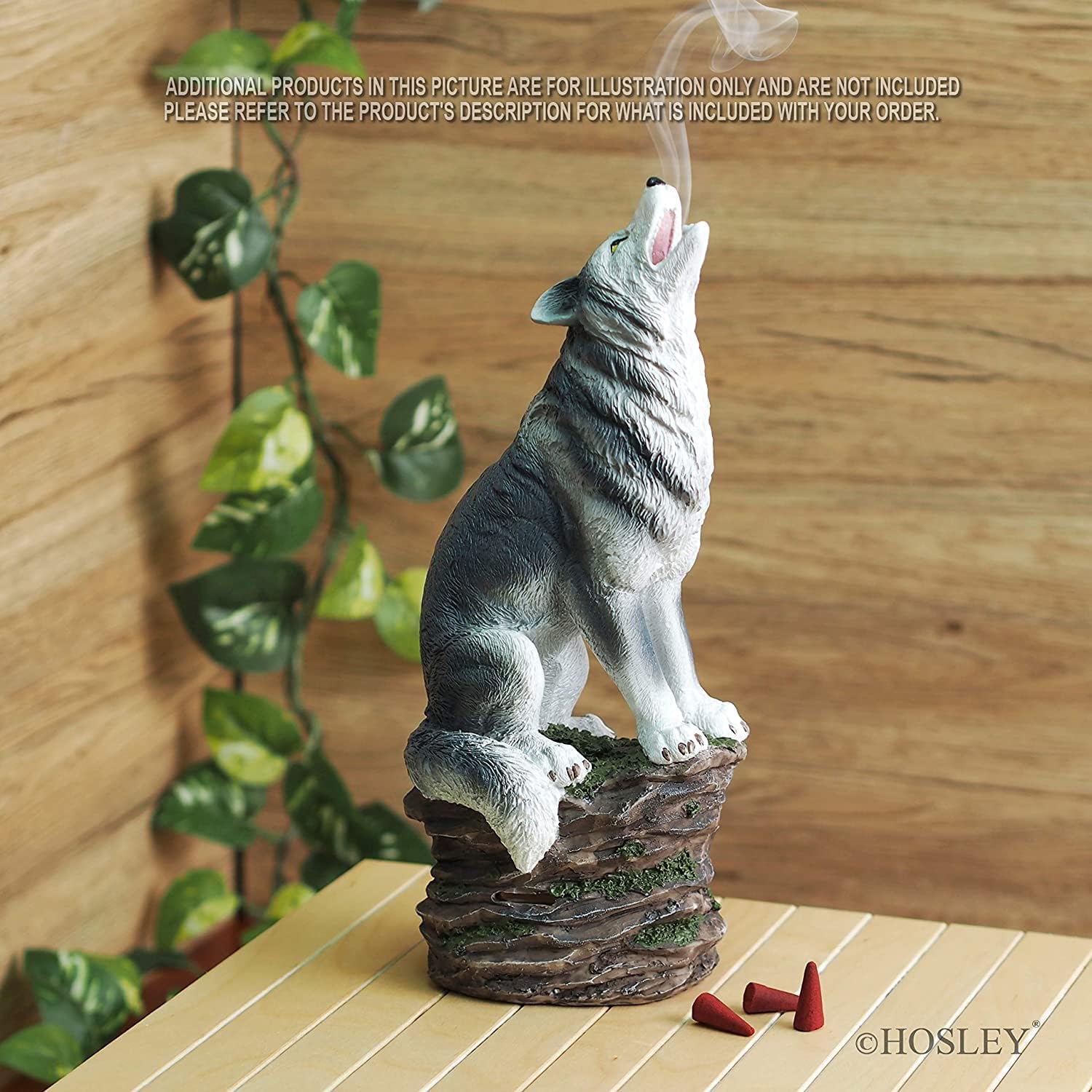 Hosley Resin Wolf Incense Burner 12 Inch