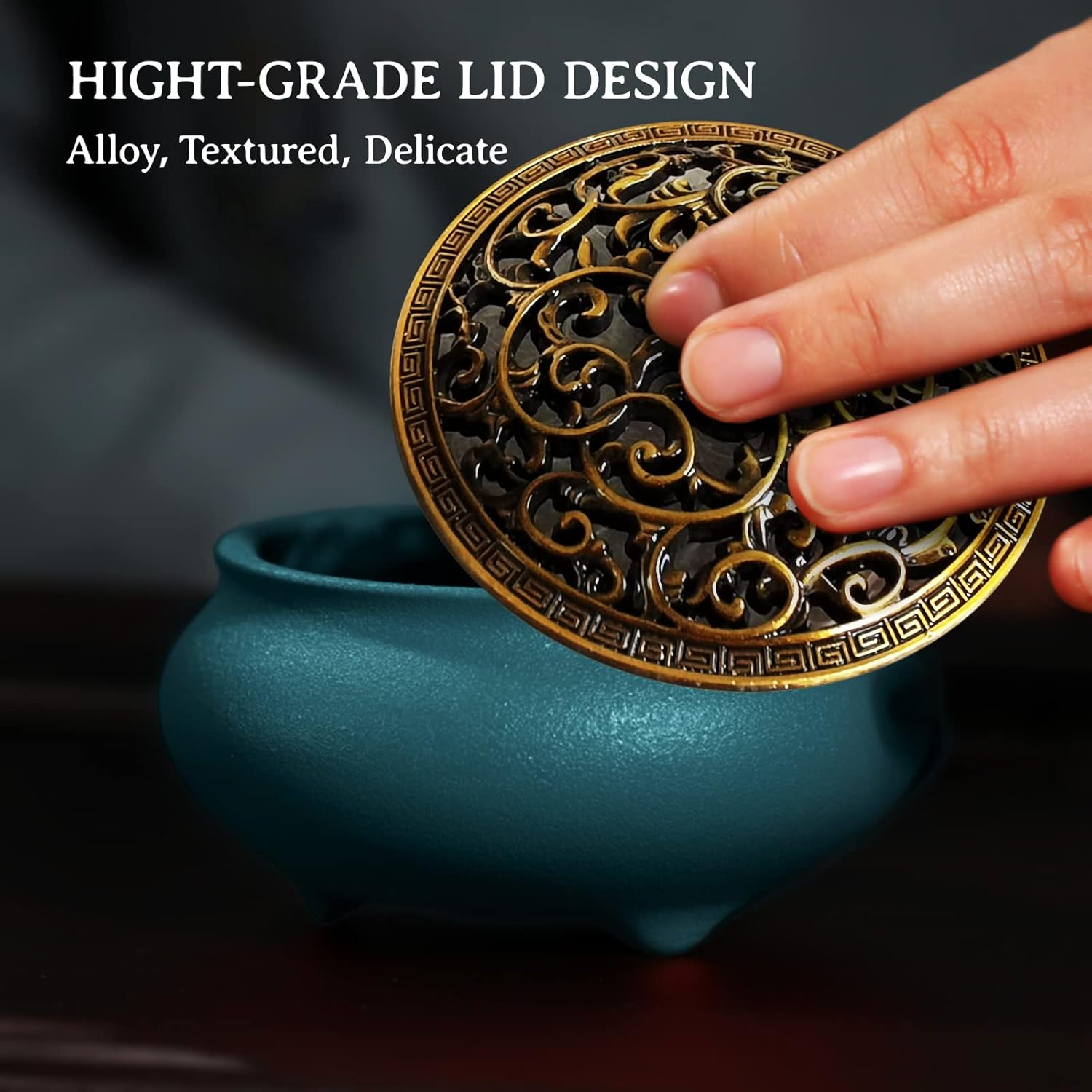 Coil Incense Burner with Fireproof Pad and Alloy Lid