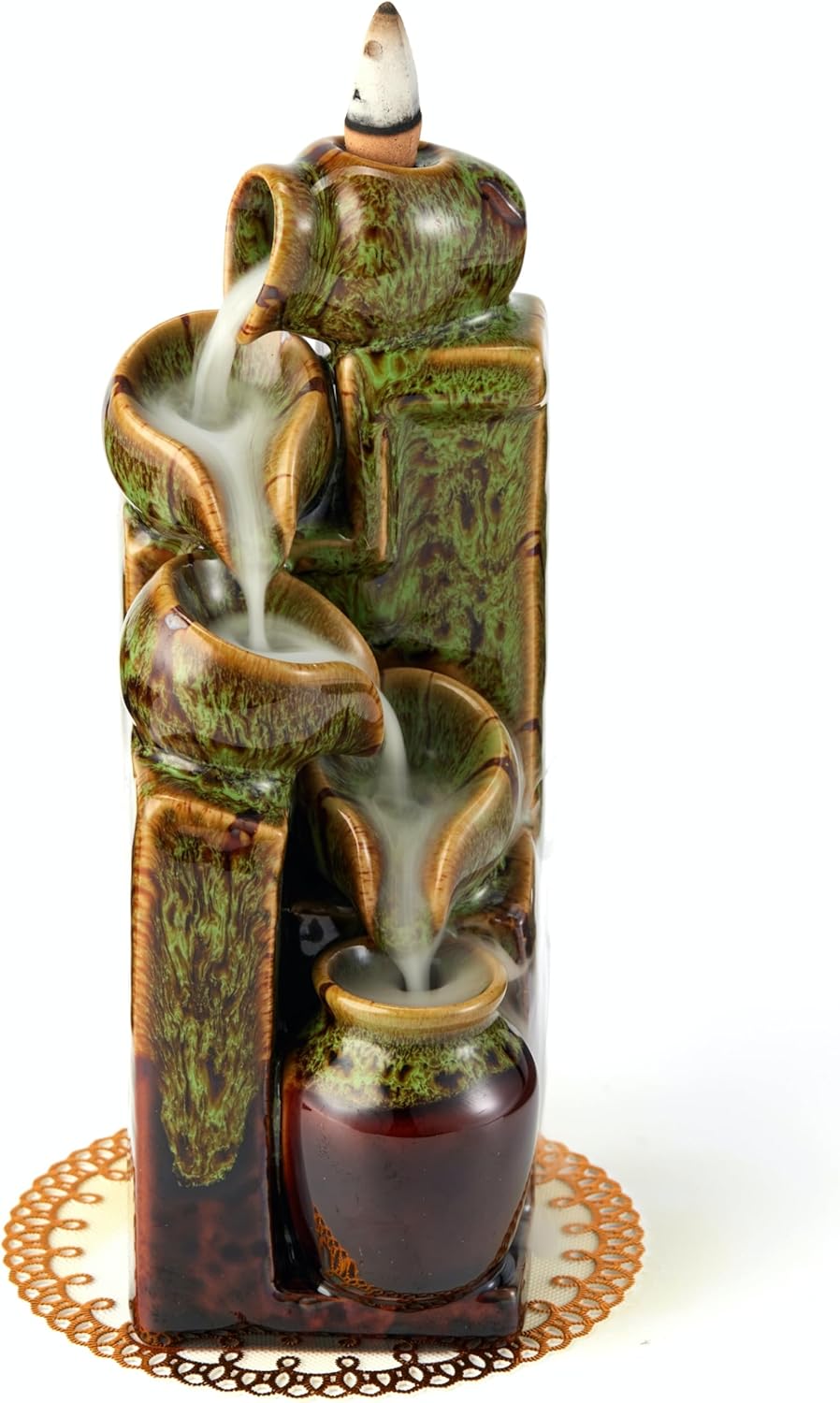 Unique Cascading Basins Incense Holder with Backflow Cones