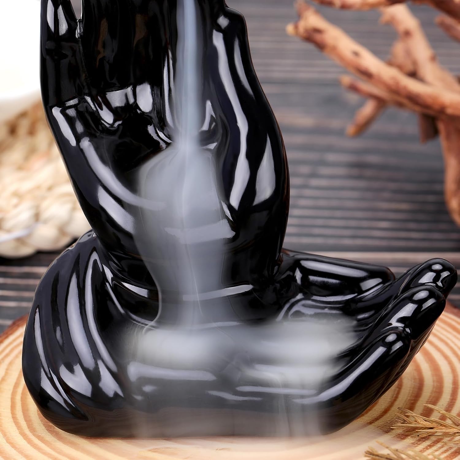 Buddha Hand Incense Burner with Waterfall Effect