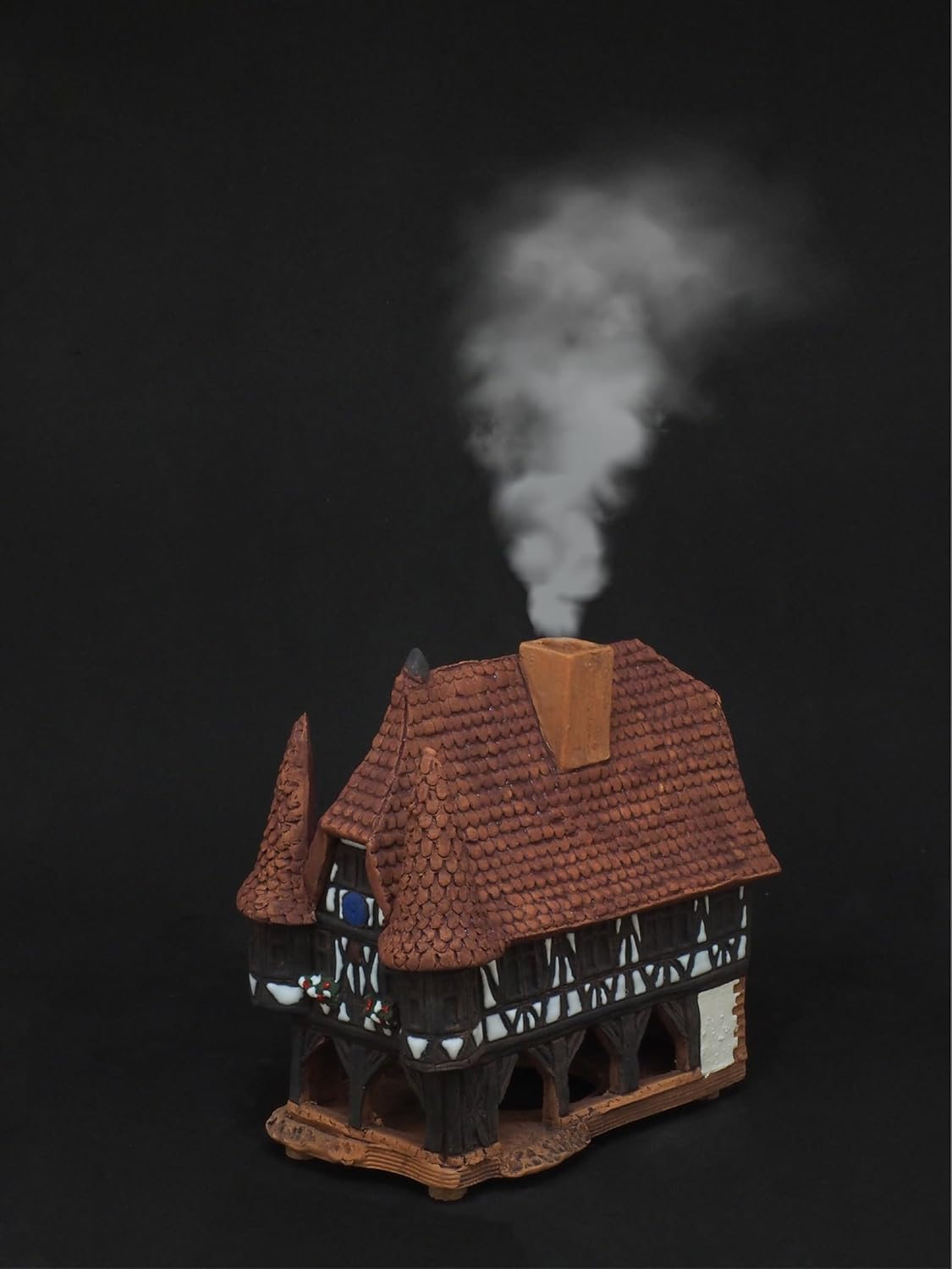 Midene Ceramic Art Cone Incense Holder Handmade Collectible Miniature Town Hall Michelstadt Germany
