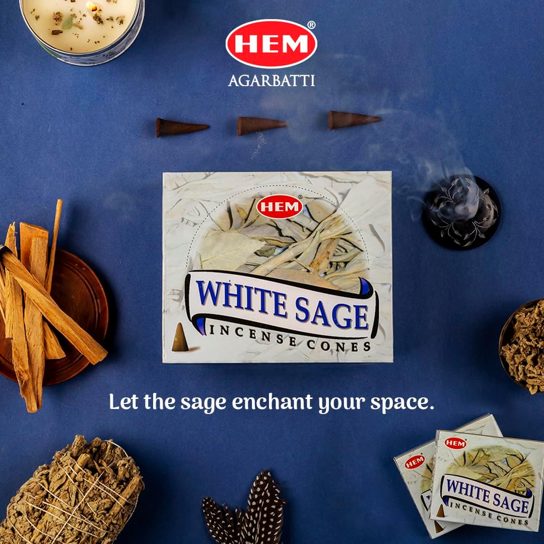 HEM White Sage Cones Pack of 12 10 Cones Each