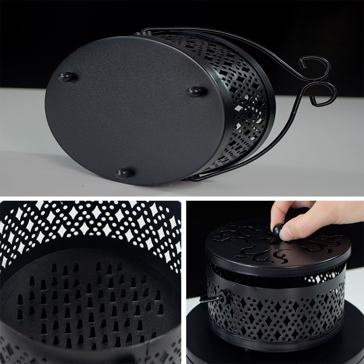 2 Pieces Mosquito Coil Holder Retro Portable Hanging Incense Burner with Handle Fireproof Holder for Home and Camping