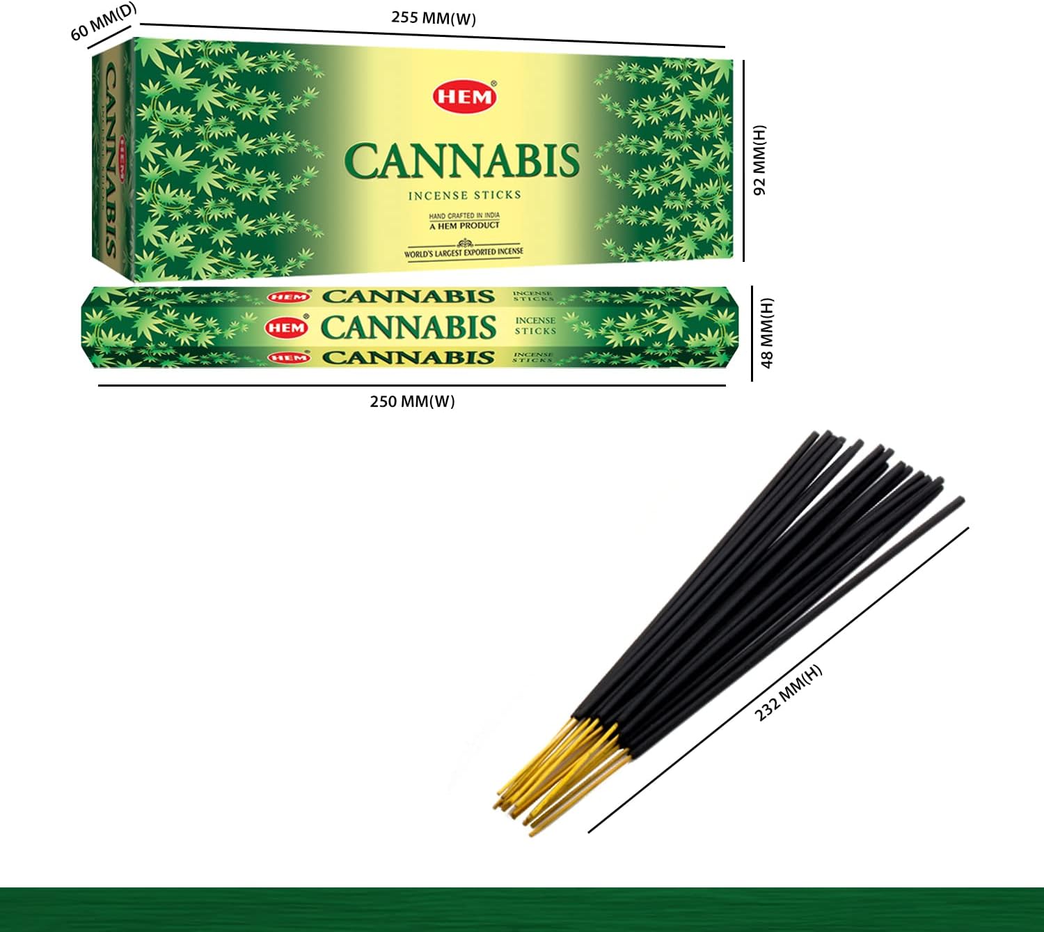 Hem Cannabis Incense Sticks - 120 Sticks 6 Boxes 9 Inches Long