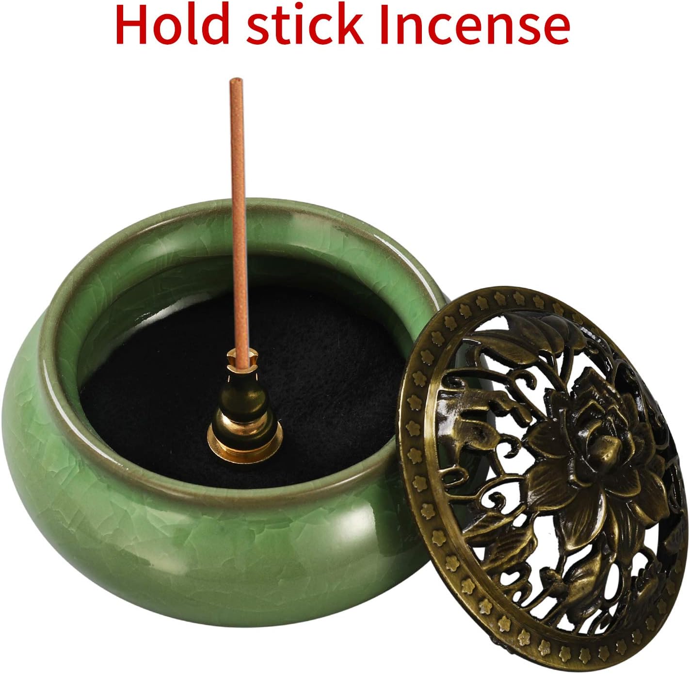 Miupoo Brass Incense Holder Ceramic Censer with Stand