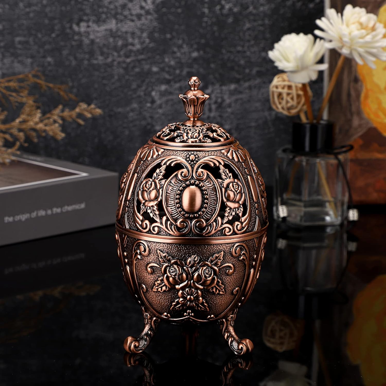 JUXYES Vintage Incense Burner Holder Metal Censer