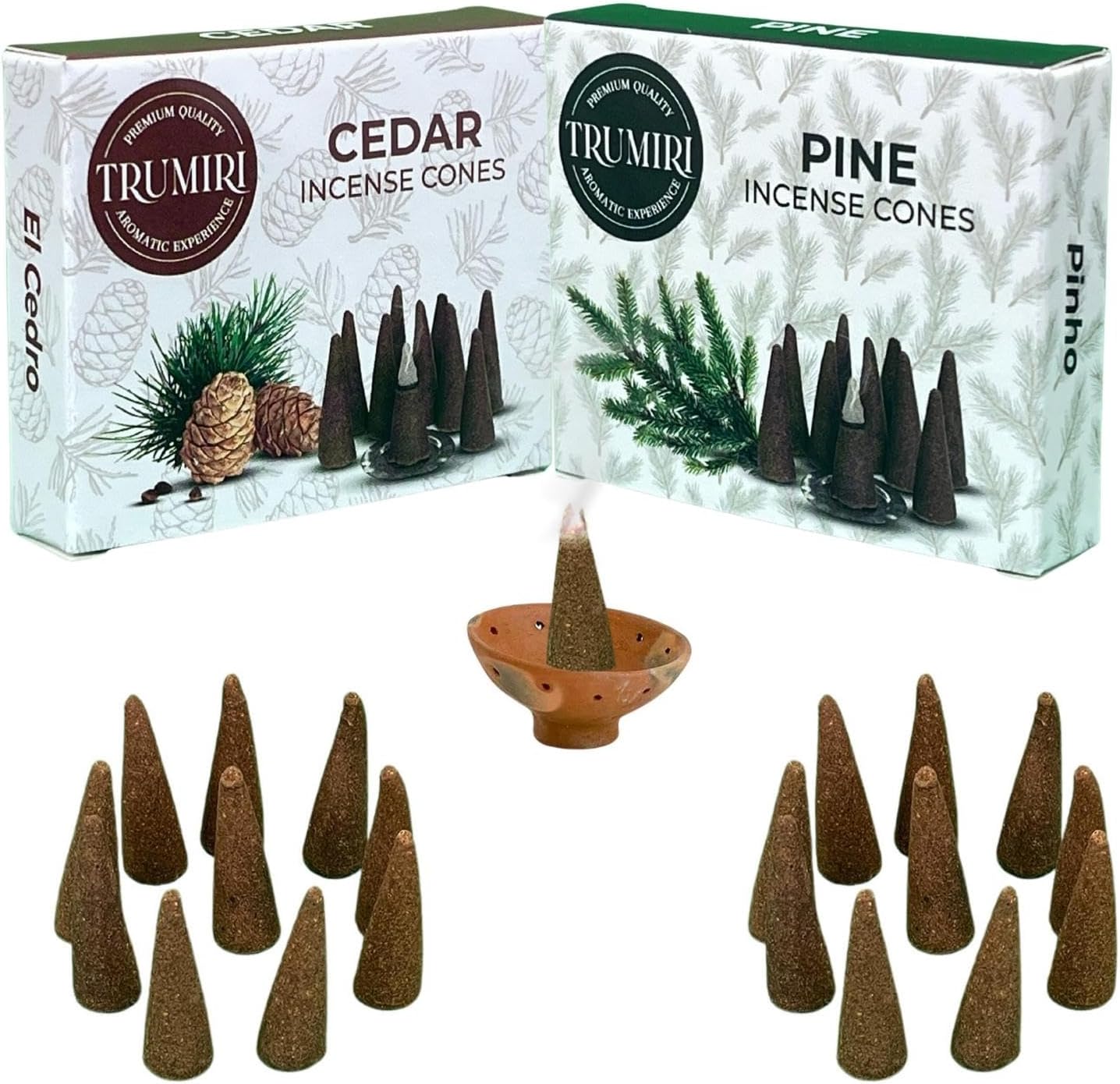 TRUMIRI Incense Cones - 20 Pack 10 Cedar 10 Pine