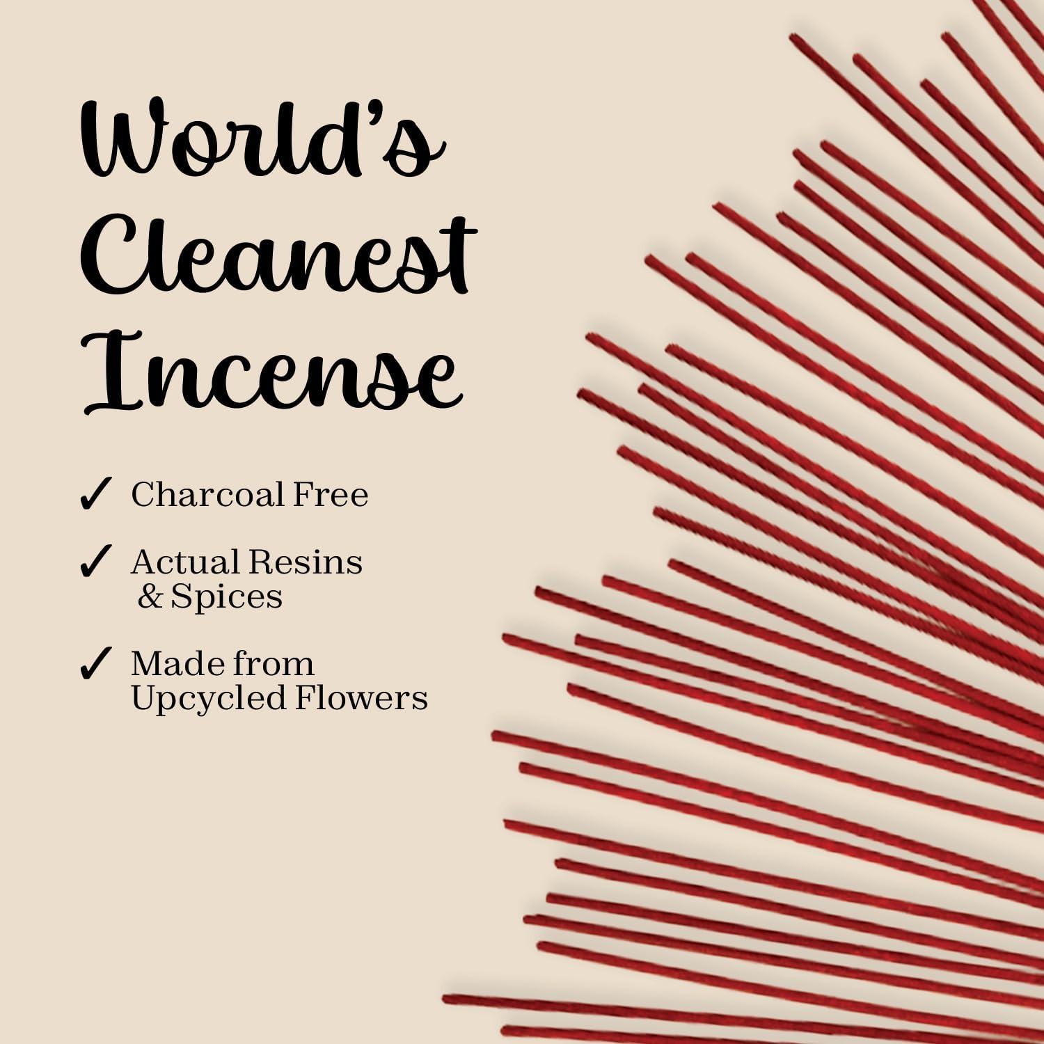 Calmveda Sandal Rose Incense Sticks - 40 Natural Clean Charcoal Free