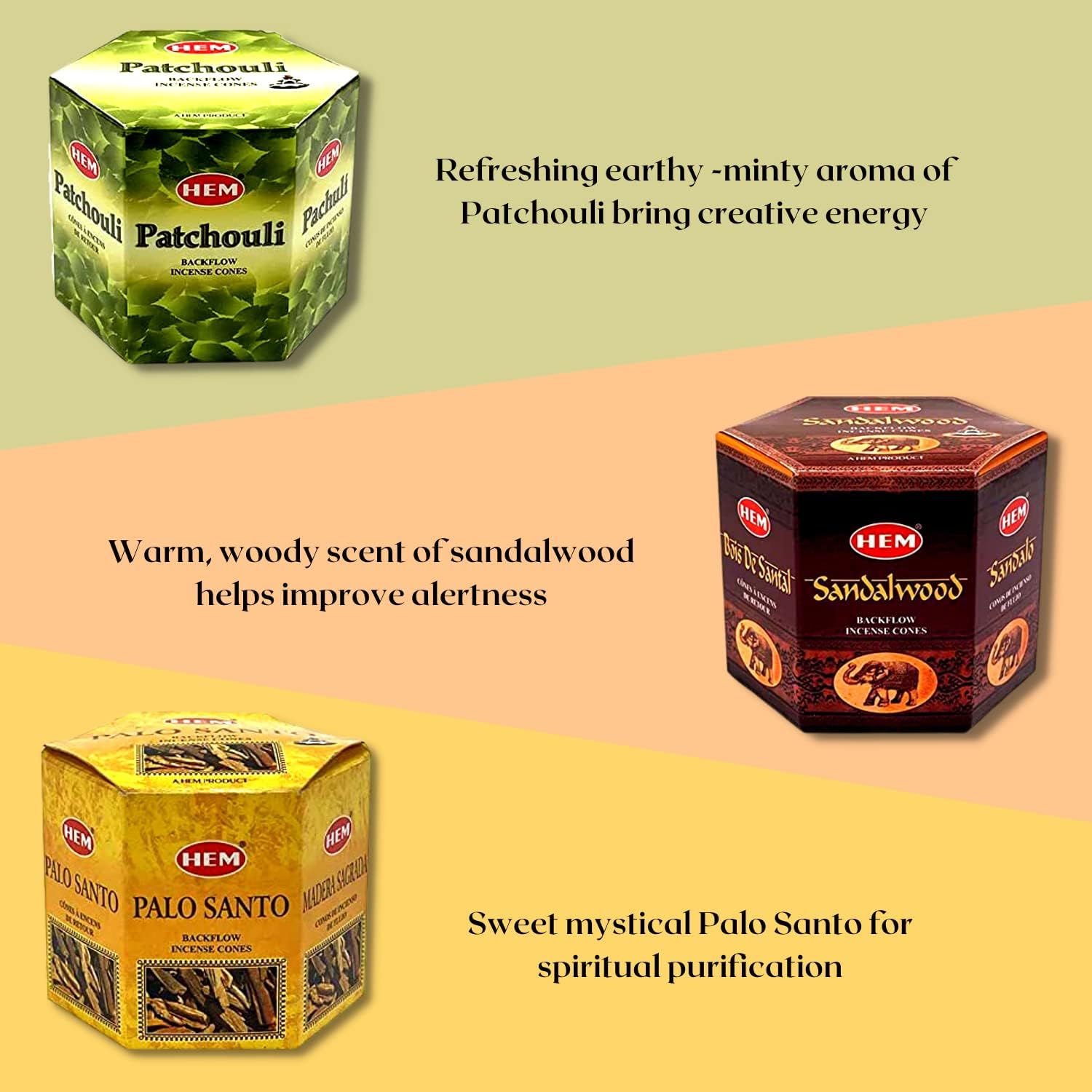 HEM Backflow Incense Cones Variety Pack - 240 Cones 6 Types
