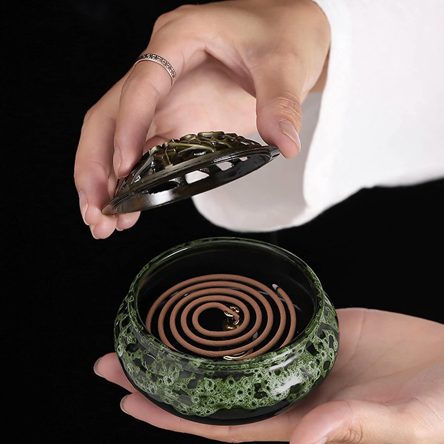 Ceramic Incense Burner with Lid and Holder