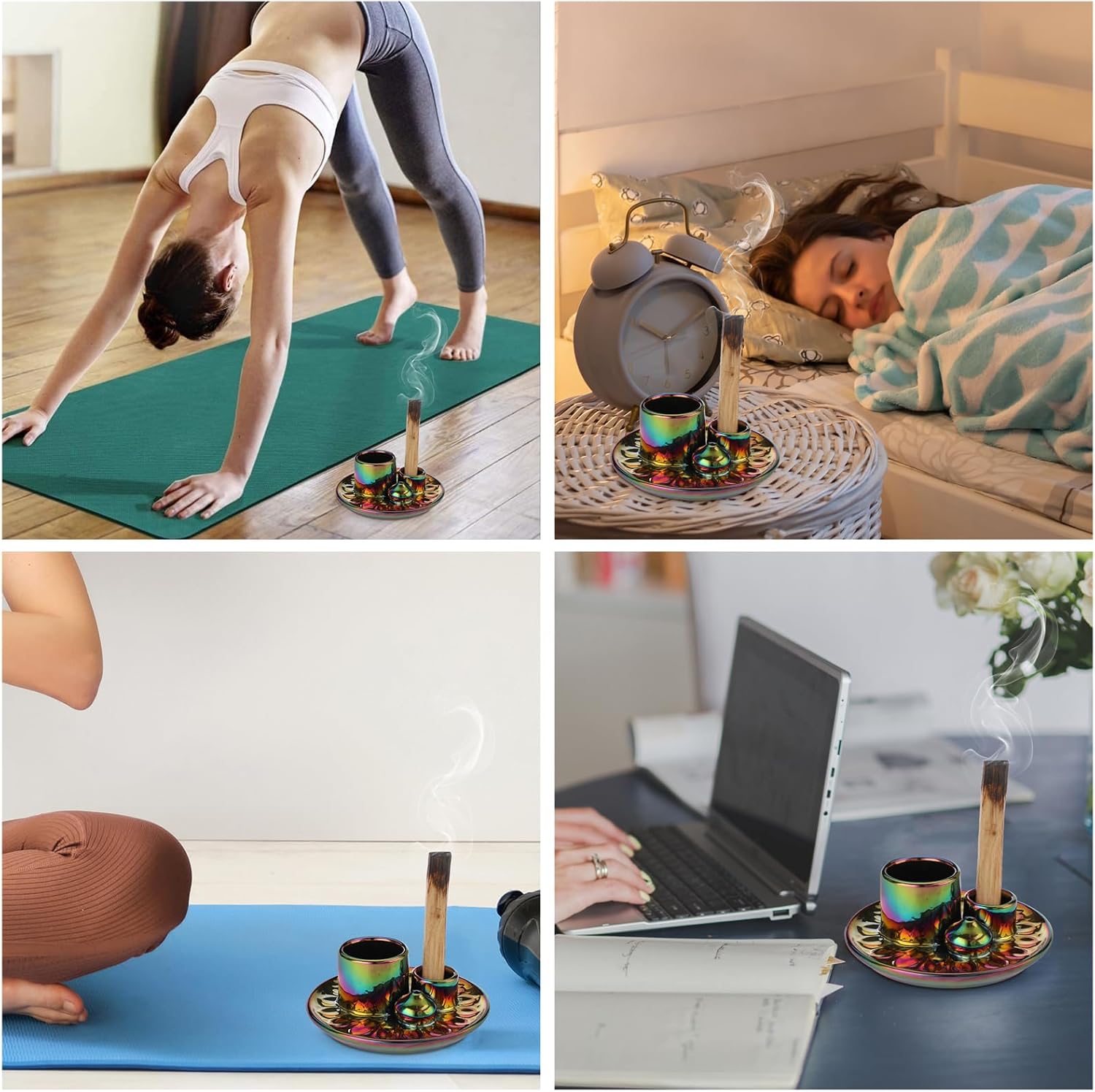 JUXYES 4 in 1 Ceramic Incense and Candle Holder