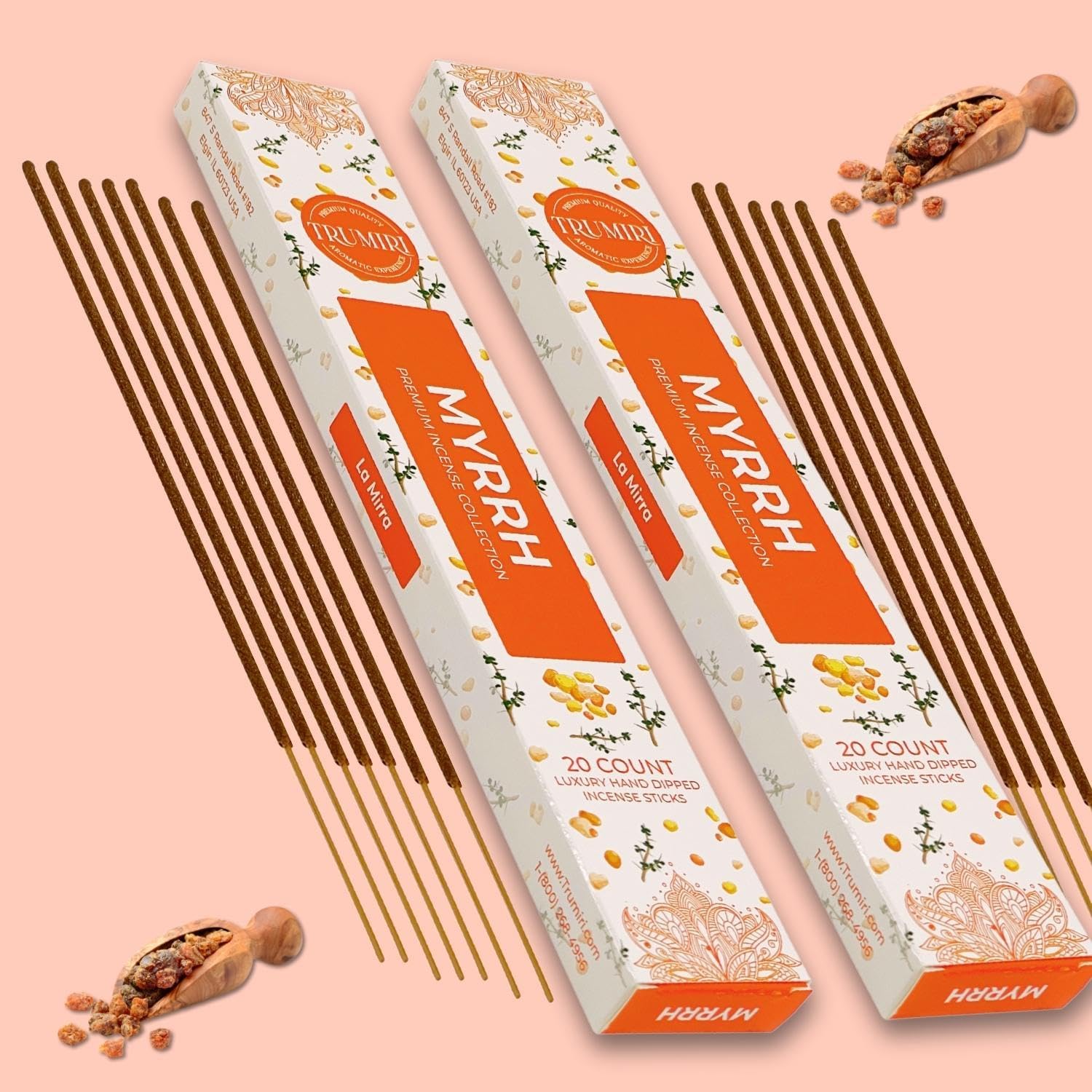 Myrrh Incense Sticks - 40 Stick Dual Pack - Natural Non Toxic
