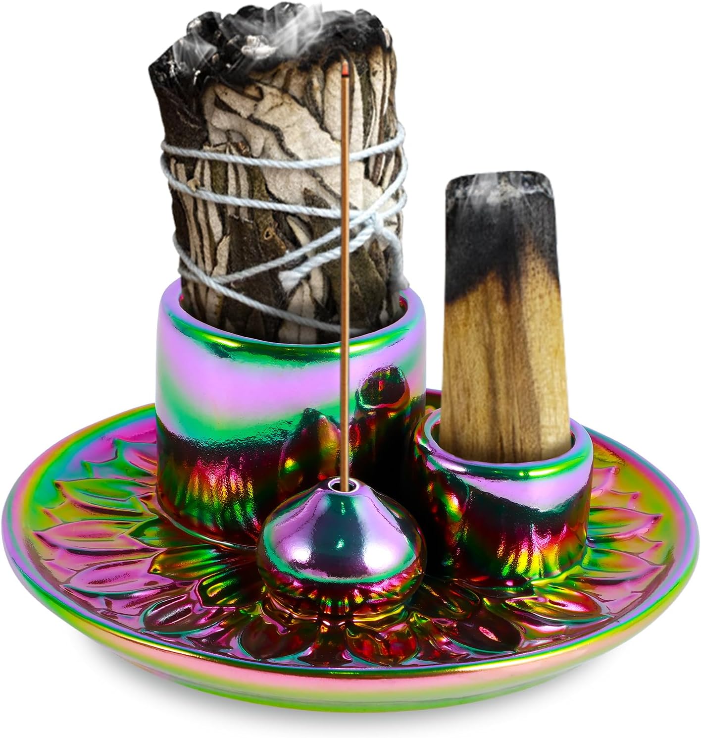 4-in-1 Ceramic Incense Burner Holder for Palo Santo and Sage