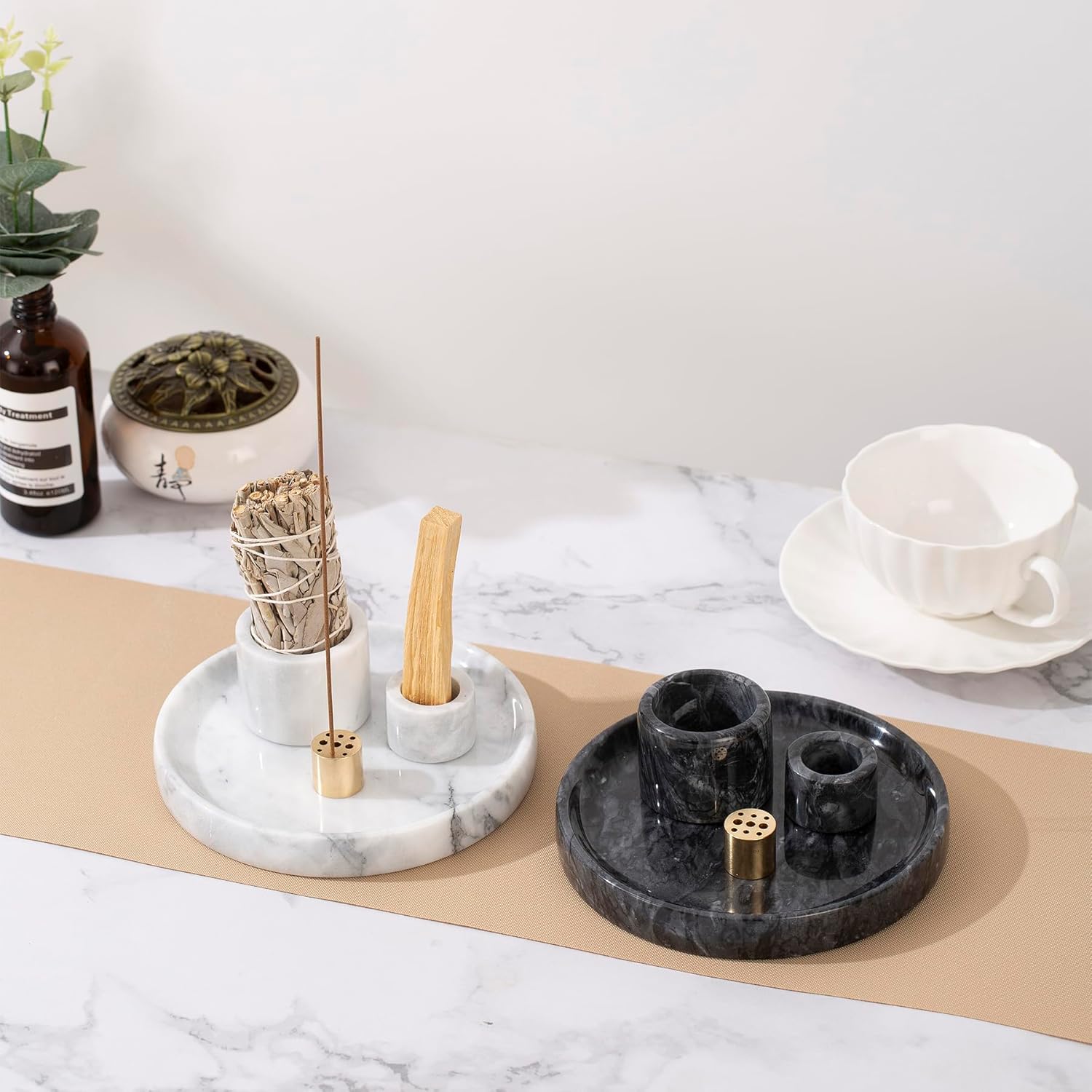4 in 1 Marble Incense Holder for Meditation and Home Decor