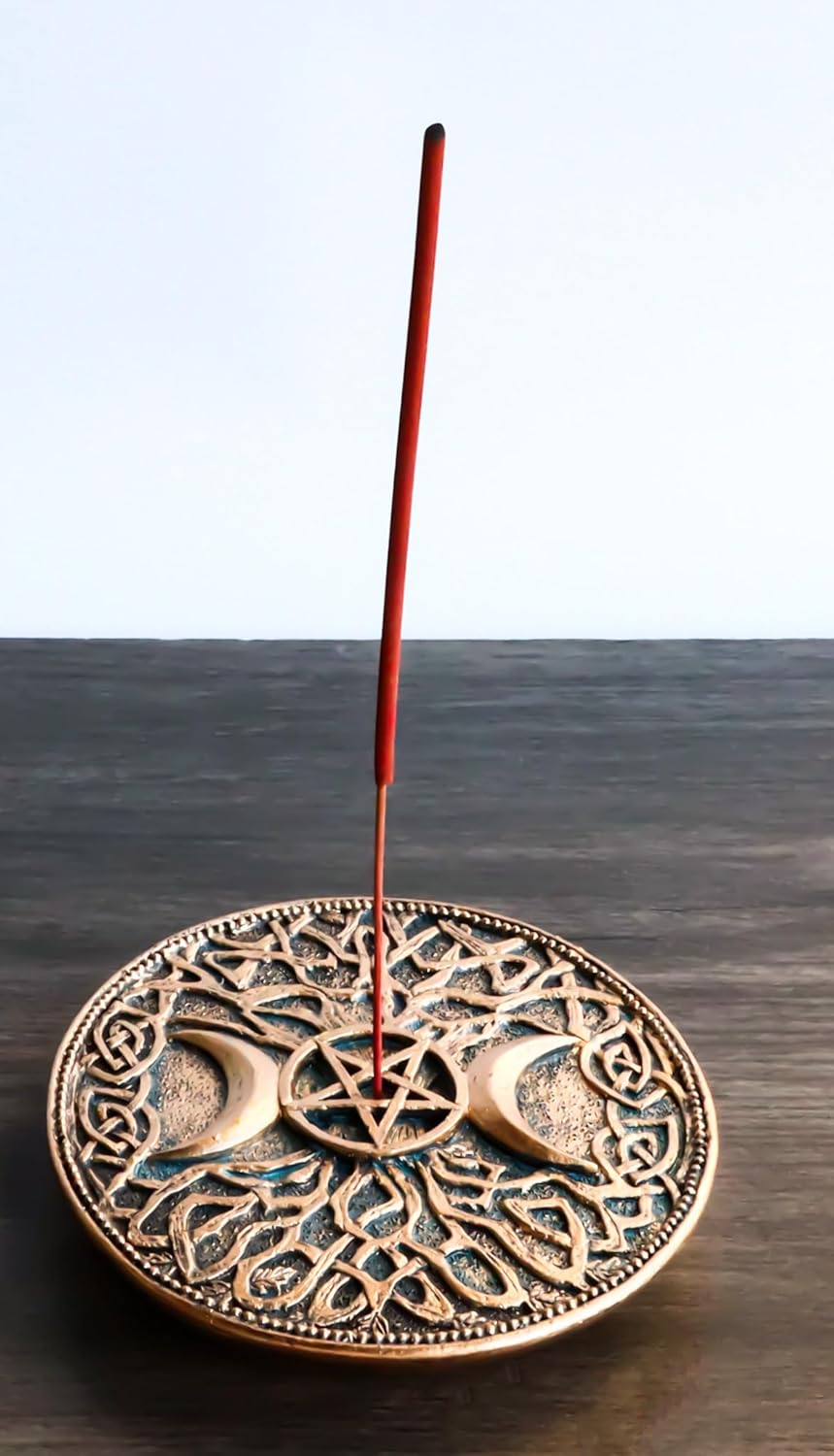 Ebros Gift Triple Moon Pentagram Incense Burner