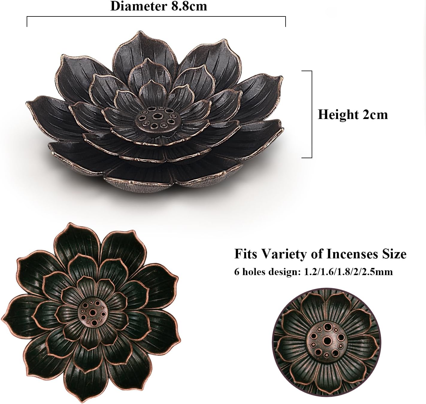 Lotus Stick Incense Holder 6 Holes 2Pcs Set