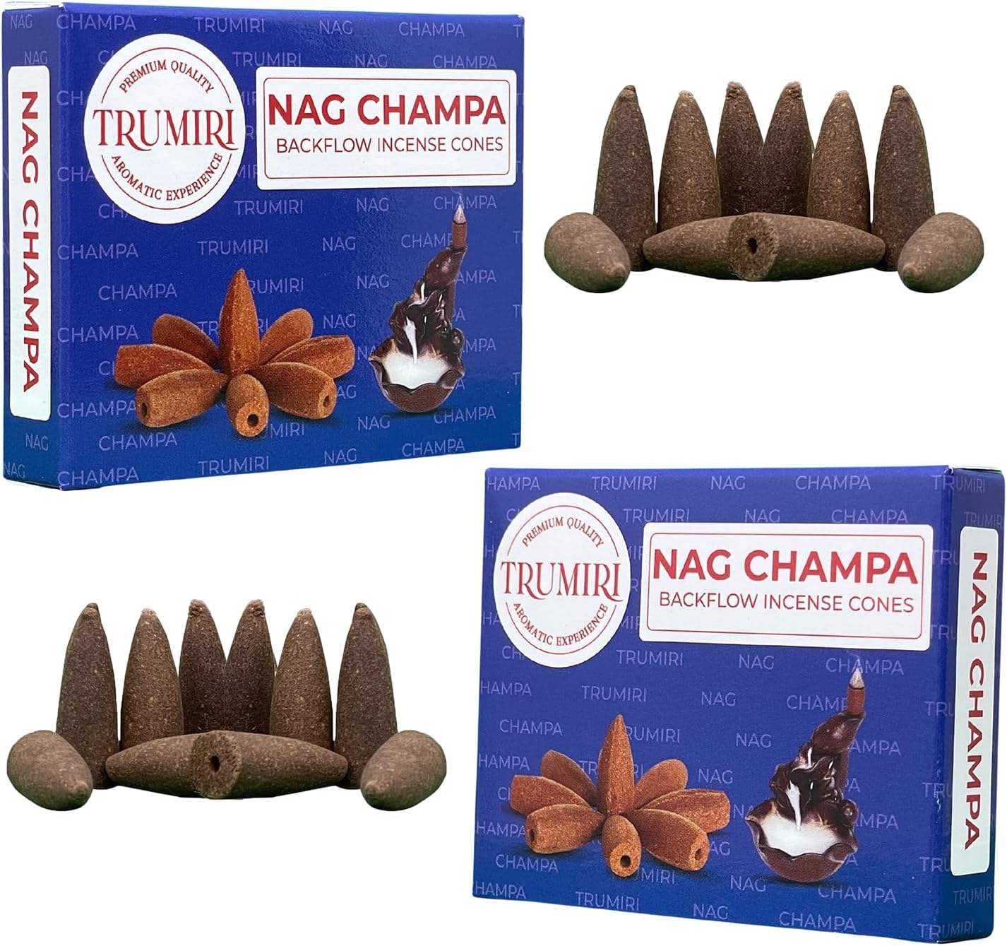 TRUMIRI Nag Champa Backflow Incense Cones - 20 Cone Dual Pack
