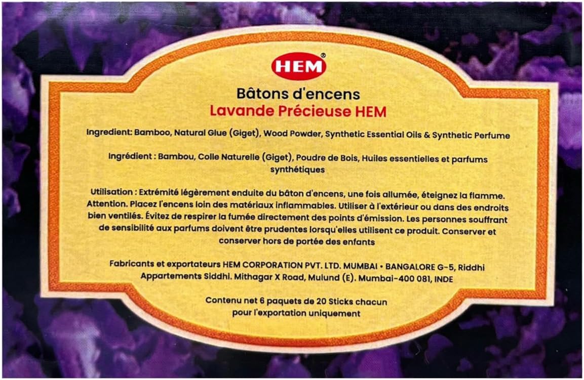 Hem Lavender Incense Sticks 200g Total