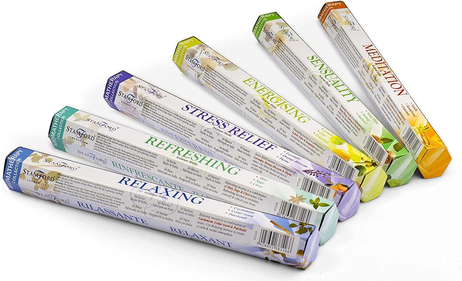 Stamford Premium Aromatherapy Hex Incense Sticks 120 Count Gift Set